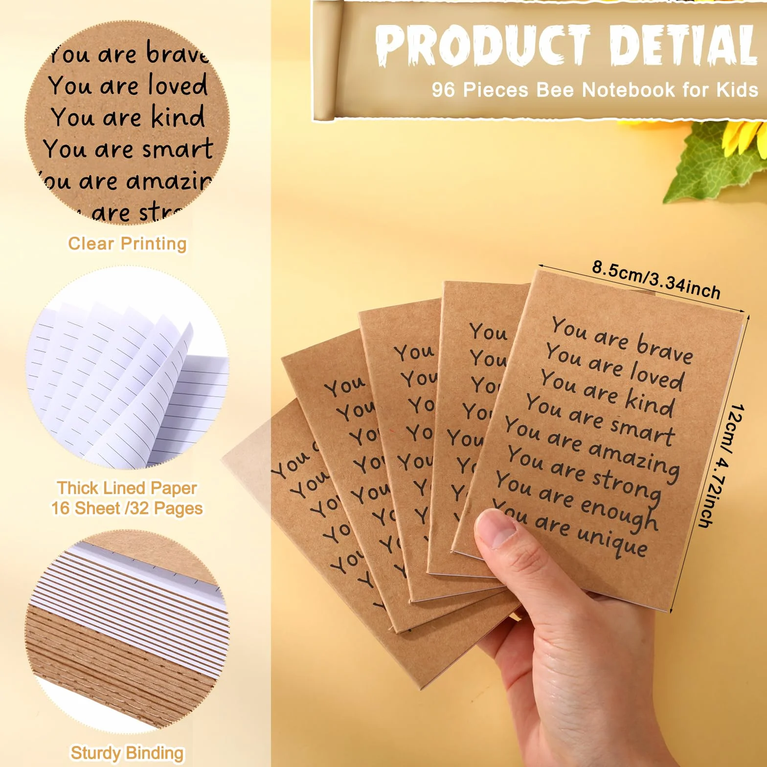 Spakon 96 cuadernos inspiradores para el regreso a clases, pequeños diarios de bolsillo, mini bloc de notas motivacionales, regalos de bienvenida para el primer día de clases para estudiantes del