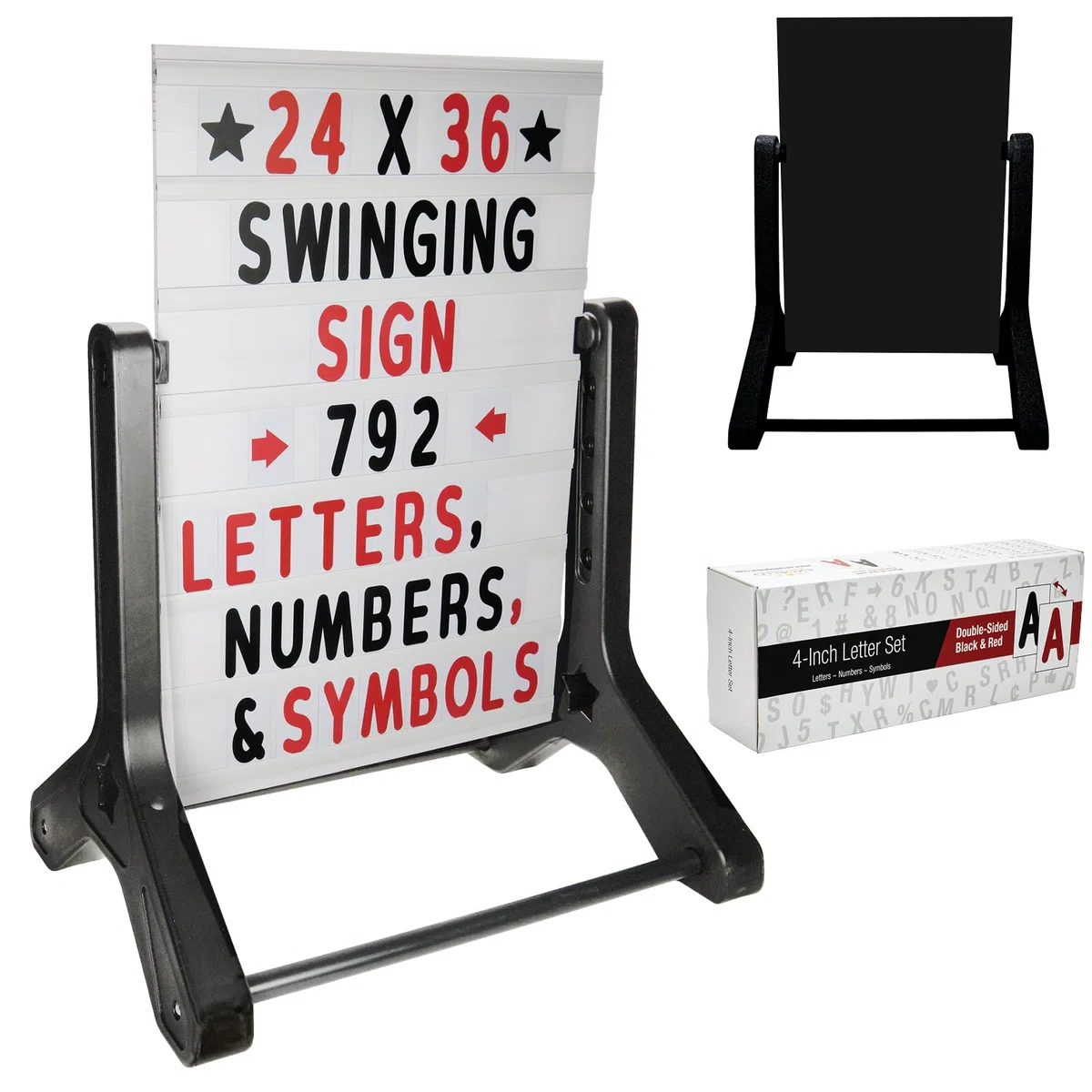 Pizarra oscilante de 61 x 91 cm con tablero de letras