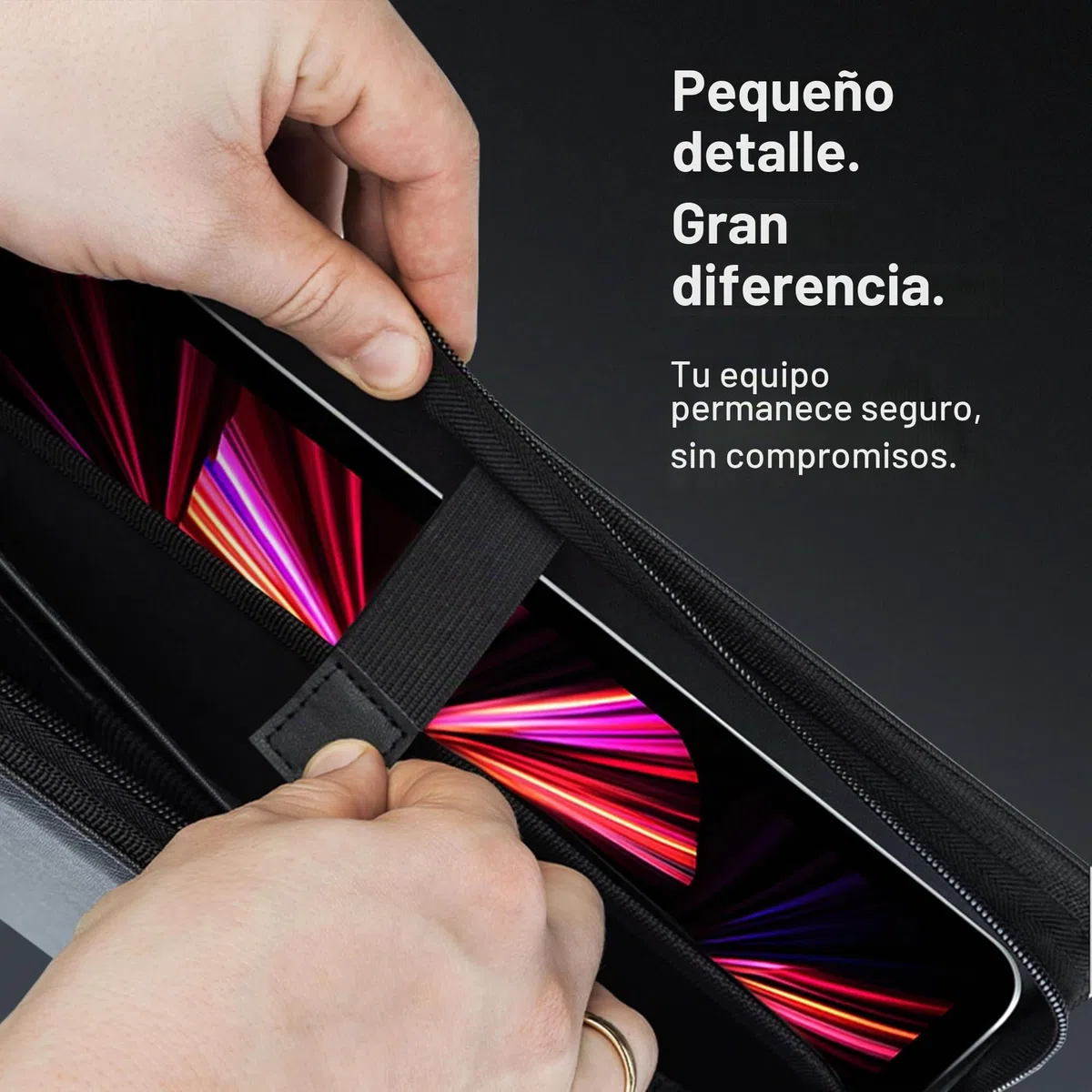 Vebon® Carpeta A4 grande "Roma" doble cremallera + portapapeles, carpeta de conferencias + bolsa para ordenador portátil, espacio extra, Negro Piel Sintética, Gris Fantasma
