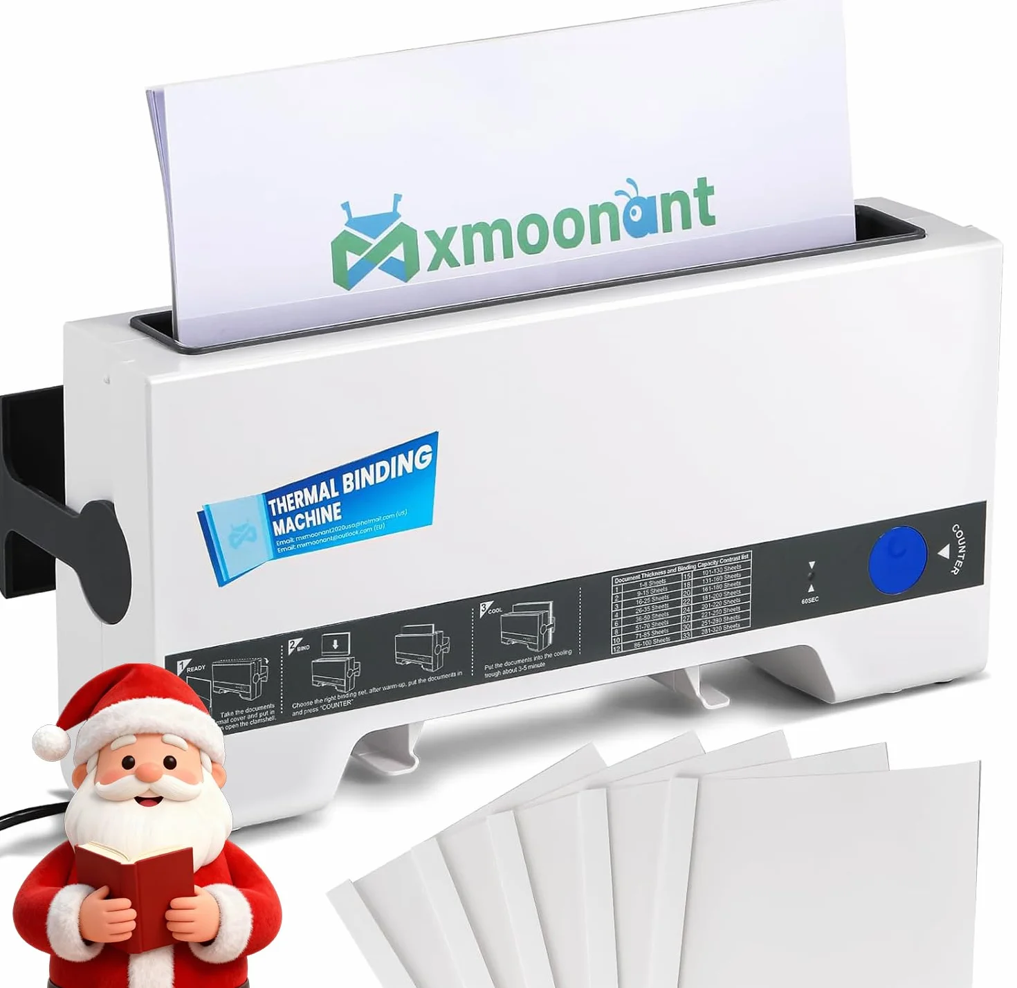 Mxmoonant TH-36 Encuadernadora térmica, máx. 200 hojas, fácil de usar, compacta, para A5/A4, con 5 tapas de encuadernación
