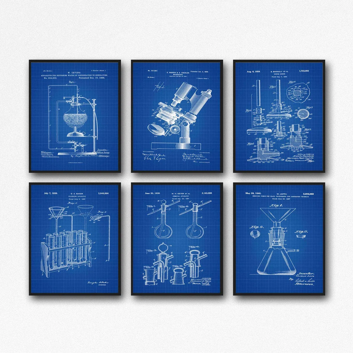 Science Posters Science Decor Laboratory Inventions Scientist Posters Scientist Prints Science Prints Scientific Inventions WB380-WB385 (21cm x 30cm, Blueprint)