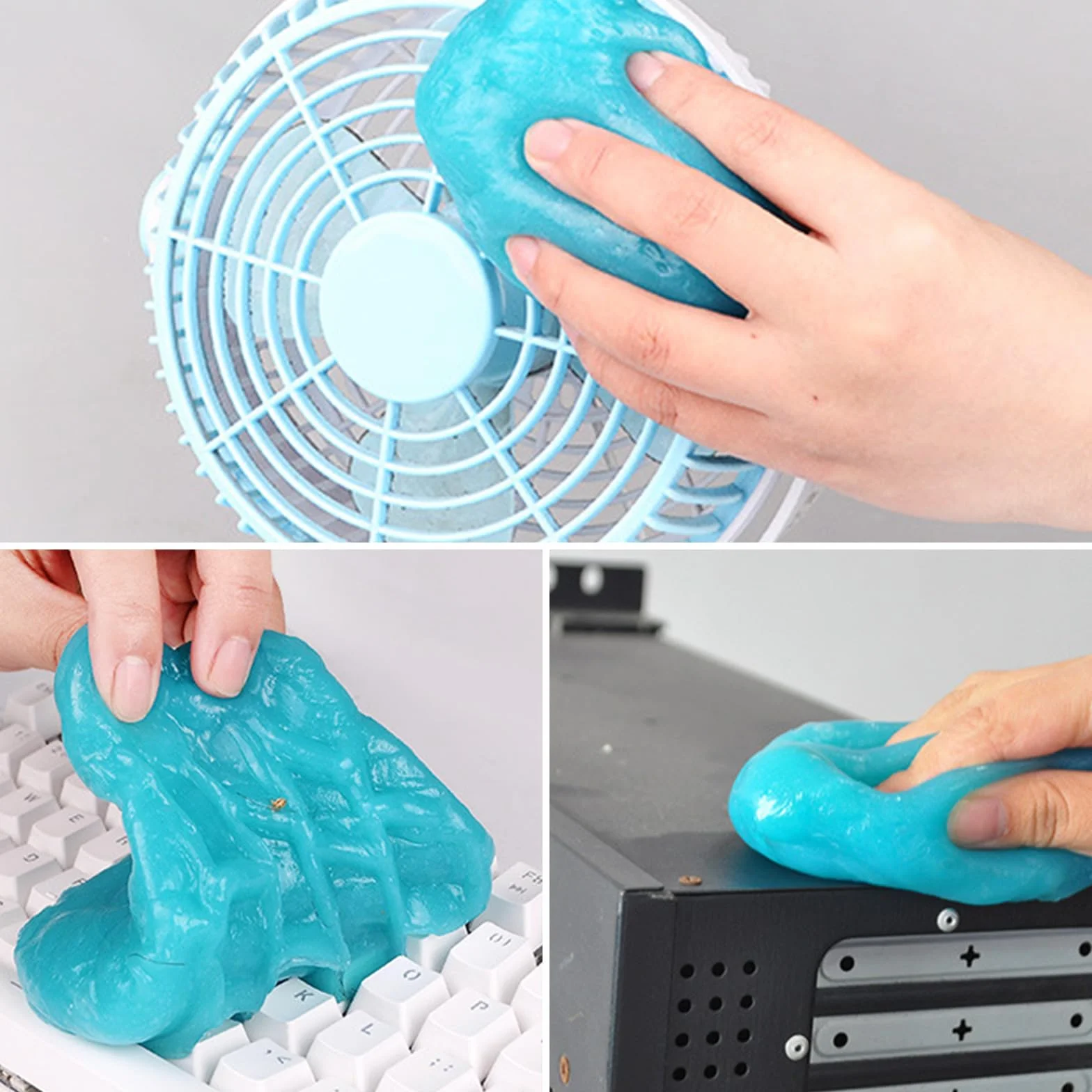 Gel limpiador de coche reutilizable para teclado, PC, ordenador portátil, ordenador, oficina en casa (azul, 2 x 160 g)