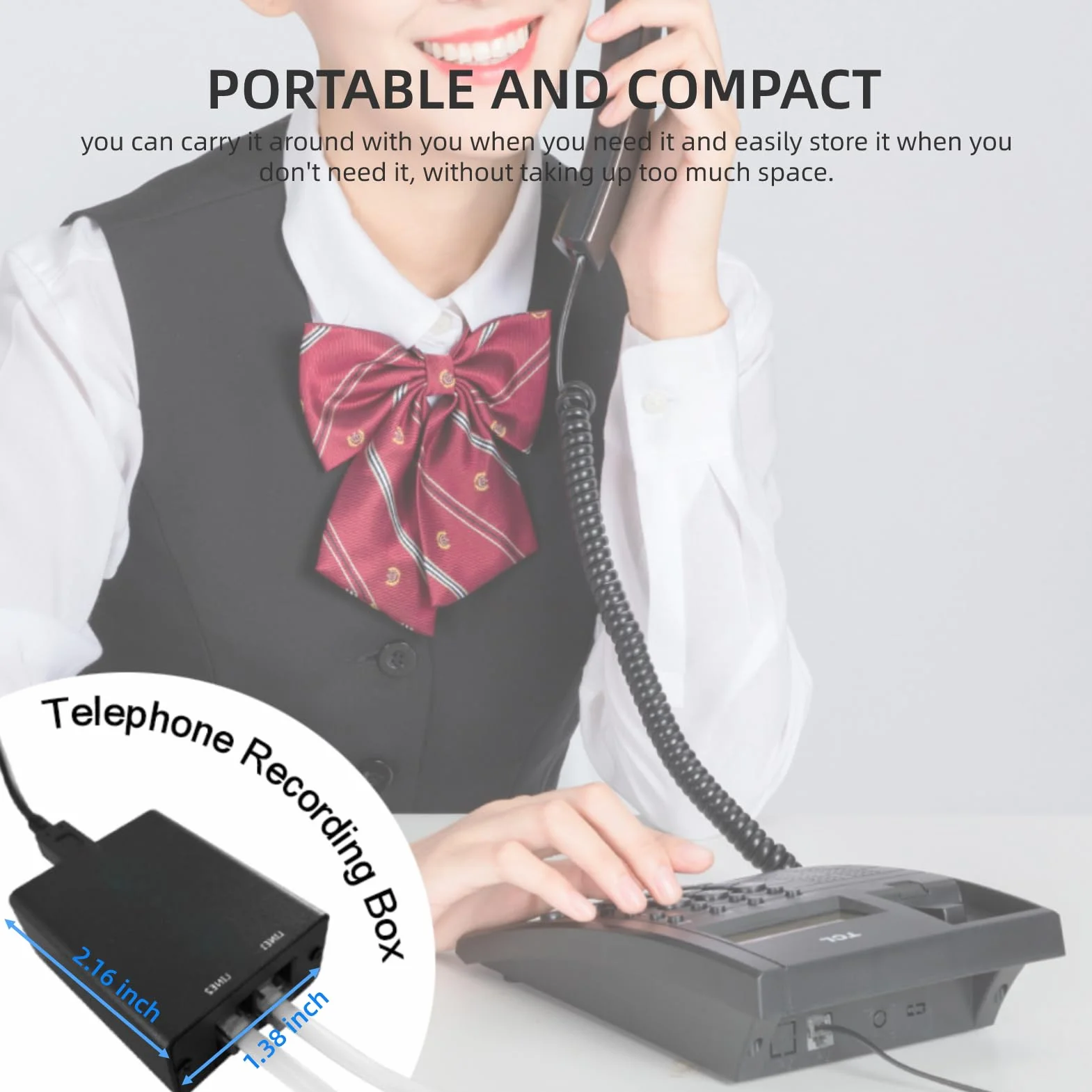 Yunseity Grabadora de Teléfono, con Almacenamiento Integrado de 32 GB, Mini Dispositivo de Grabación de Teléfono Automático, para Todos los Sistemas de Teléfonos Analógicos