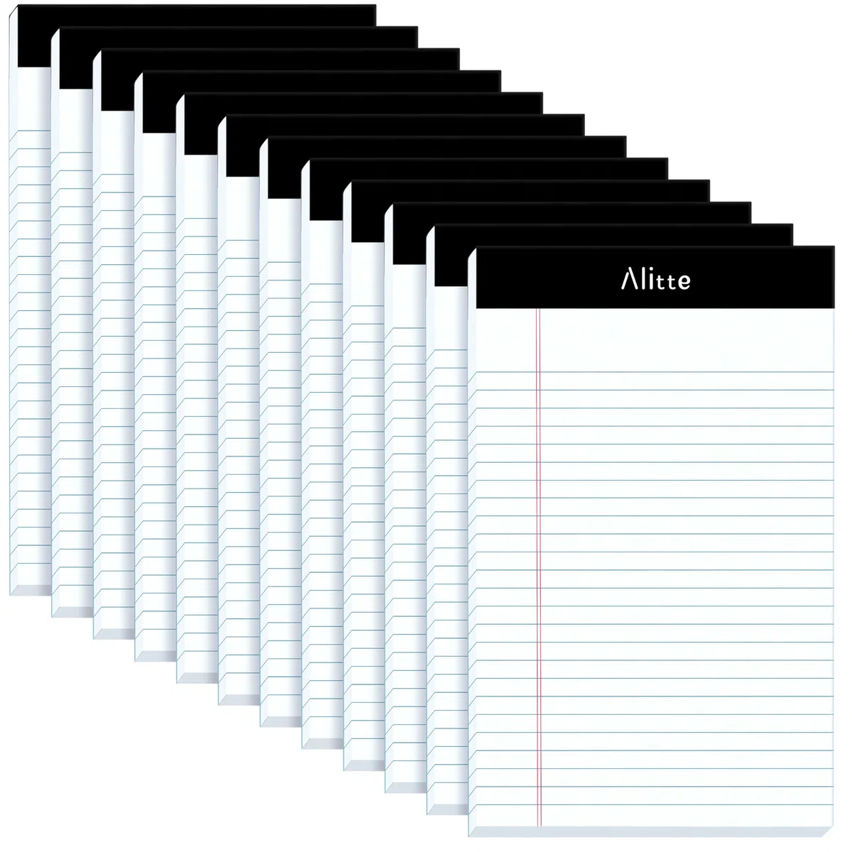 Alitte Bloc de notas legales de 5 x 8 pulgadas, paquete de 12 bloc de escritura perforado con rayas estrechas, papel grueso de alta calidad, sin sangrado de tinta, blocs legales en blanco para el