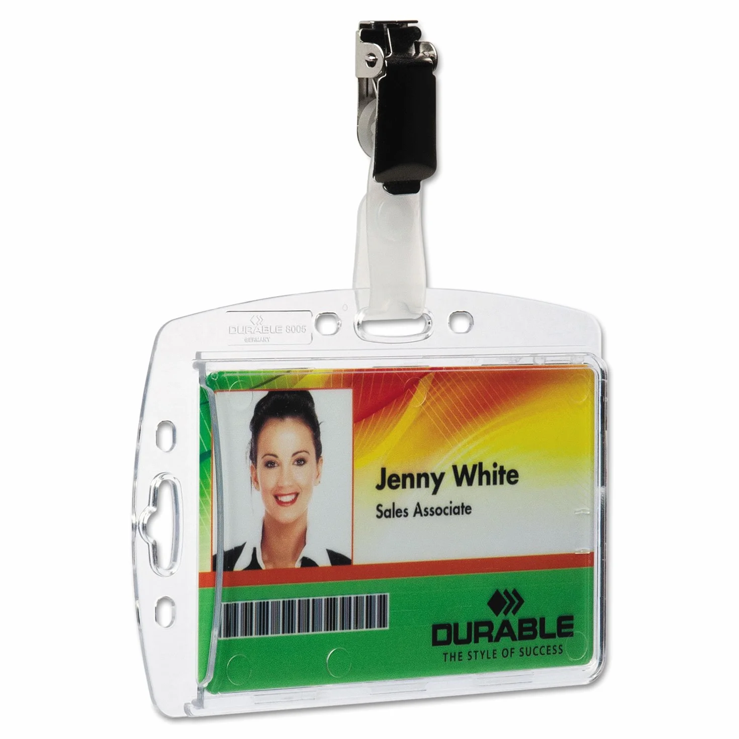 Durable 800519 Identificador rígido con pinza para 1 tarjeta de seguridad/credencial 54 x 87 mm, 25 piezas, transparente