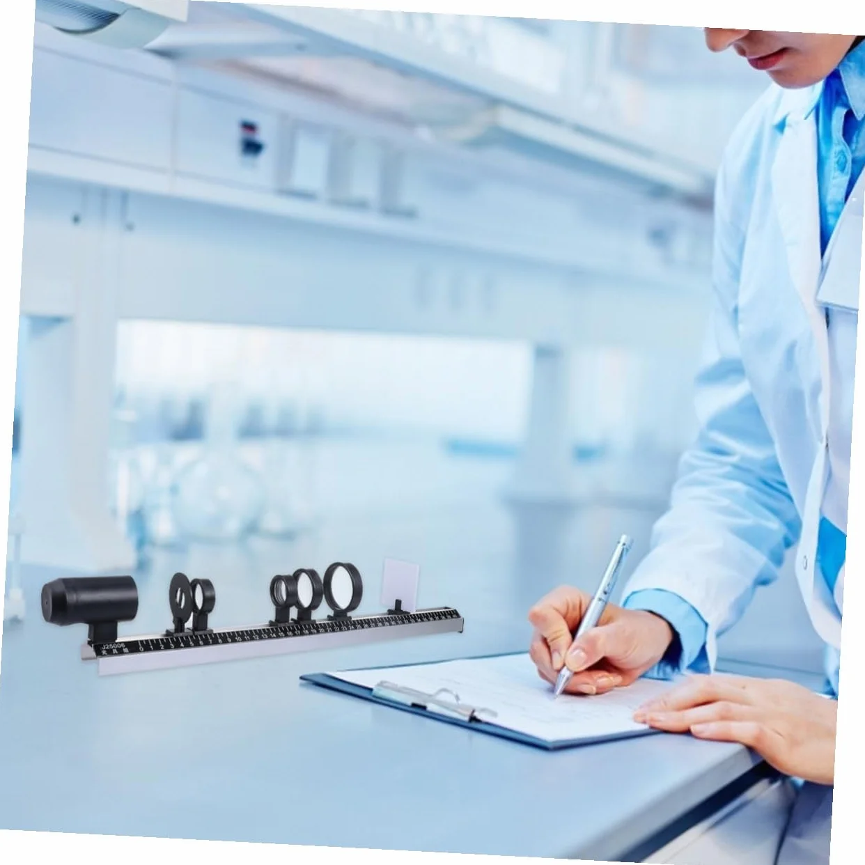 GLEAVI Juego de óptica didáctica kit laboratorio físico con lentes cóncavas convexas espejo óptico instrumentos ópticos experimentos científicos 19,7 x 3,1 x 2 pulgadas