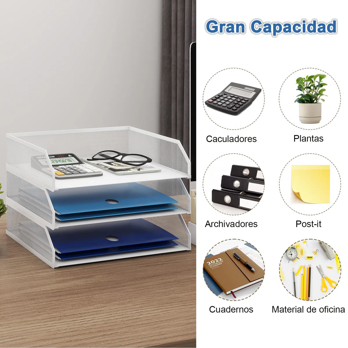 PUNCIA Bandeja para Cartas A4 Archivador de Documentos 3 Bandejas Metal Escritorio Organizador de Archivos Bandeja de Papel Almacenamiento para Oficina Sala de Trabajo Escuela Oficina Blanco