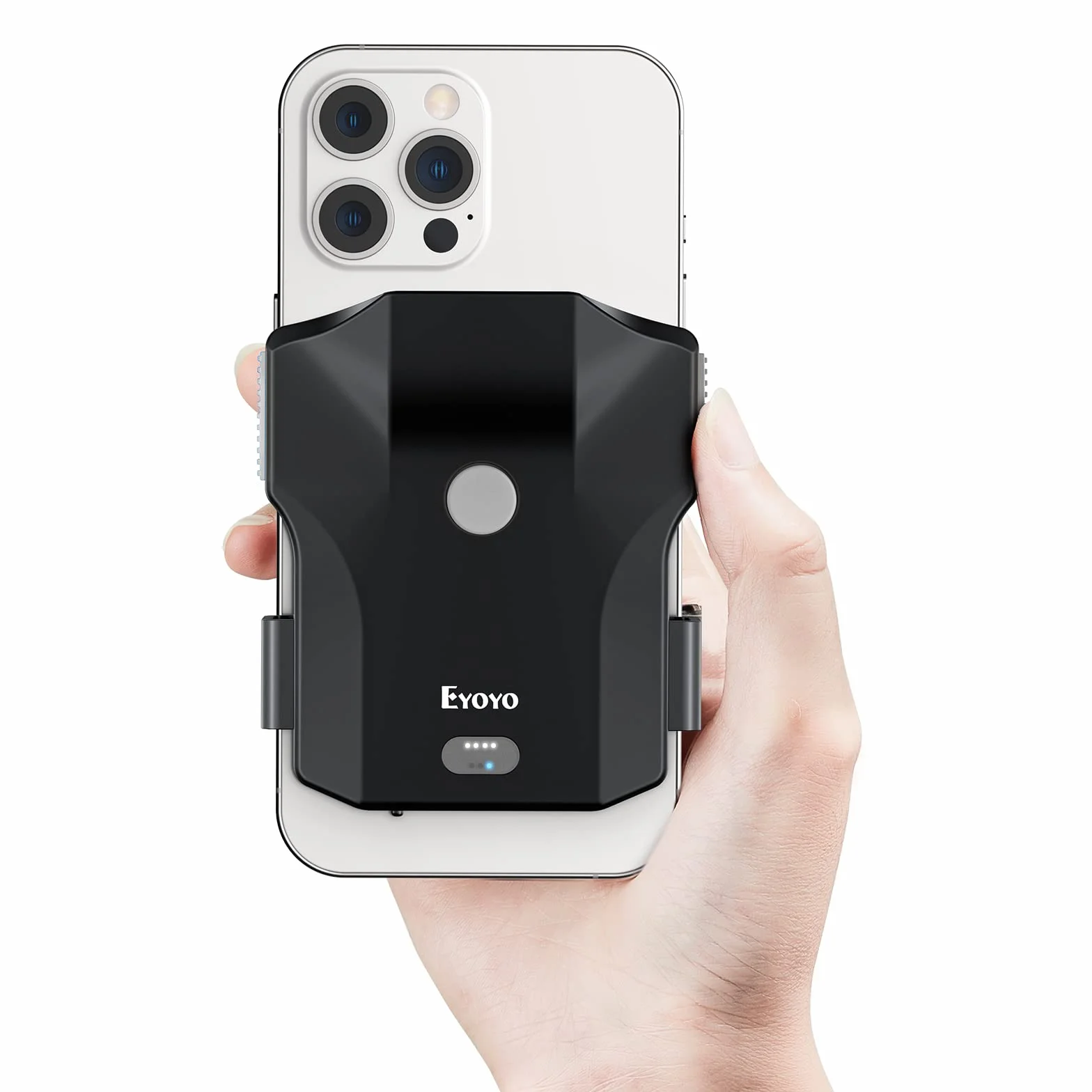 Eyoyo escáner de código de Barras Bluetooth 1D 2D QR Back Clip escáner de Mano 2.4G inalámbrico, 10 Horas de Trabajo y Recargable Lector de código de Barras Compatible con iPhone, Android, iOS