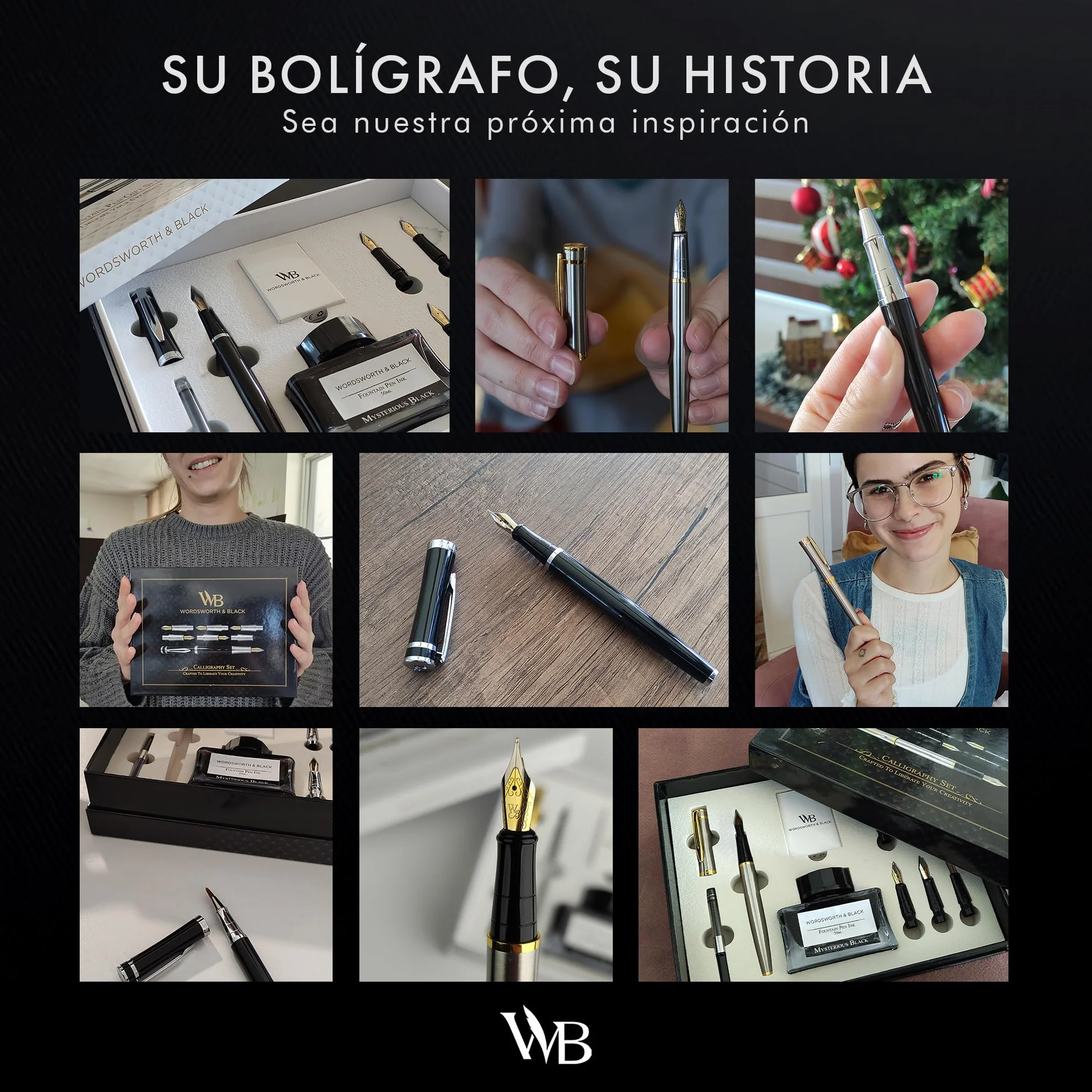 Wordsworth & Black Juego de regalo de pluma estilográfica, incluye botella de tinta y 6 cartuchos, 1 convertidor, 4 puntas de repuesto, paquete premium, diario, caligrafía