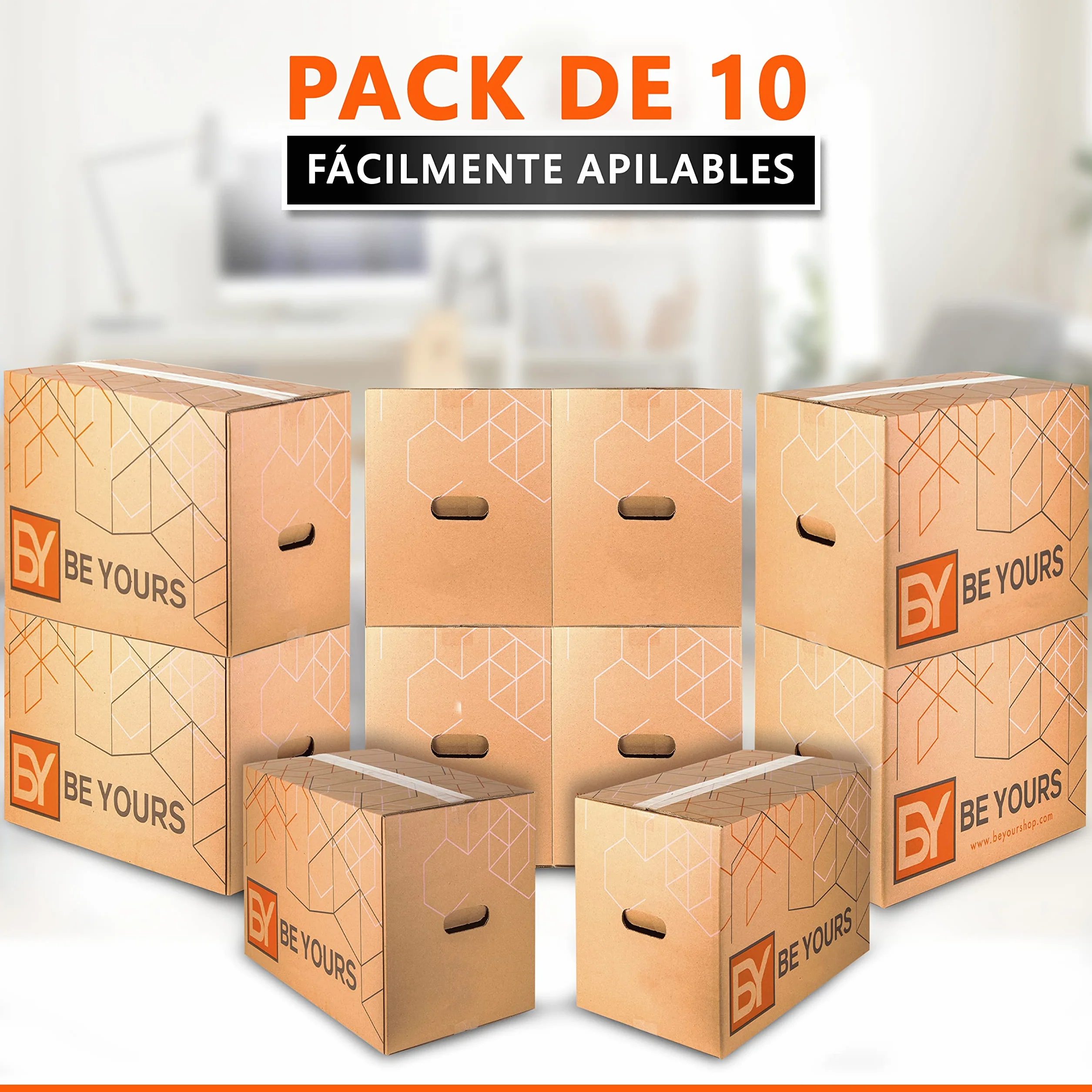 Cajas de Cartón para Mudanza 60x40x40 cm Canal Doble Reforzado Cinta Adhesiva Incluida 100% Reciclado Fabricado en España