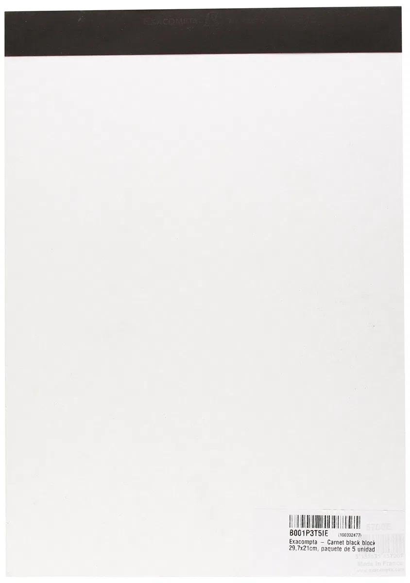 Exacompta - Carnet black block 29,7x21cm, paquete de 5 unidades