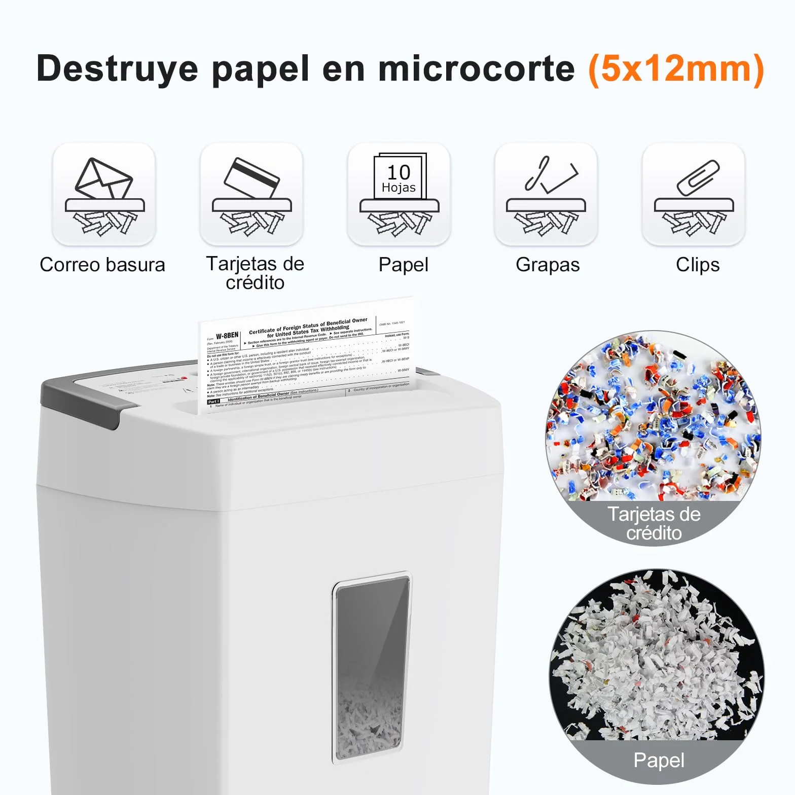 Bonsaii Destructora de Papel Microcortada de 10 Hojas, Nivel de Seguridad P4, con Depósito de 21 litros, Sistema Antiatascos y Protección contra Sobrecalentamiento, Ideal para Oficina/Hogar, C275-B