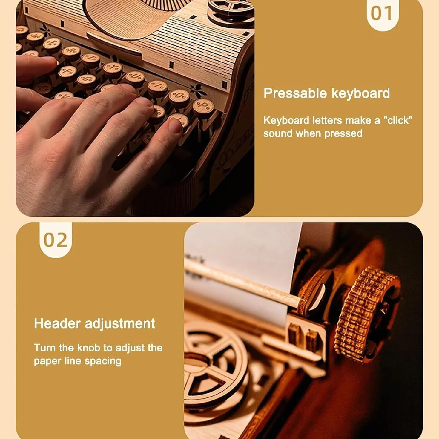 Máquina de escribir manual de estilo retro, máquina de escribir mecánica inglesa portátil de estilo nostálgico for notas, cartas o escritura creativa, fácil de usar, colección for escritores.