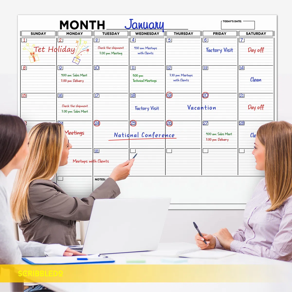 Calendario grande de 91 x 122 cm de pizarra blanca en blanco, calendario de borrado en seco para pared, calendario de pared grande mensual de borrado en seco, planificador de pizarra de borrado en