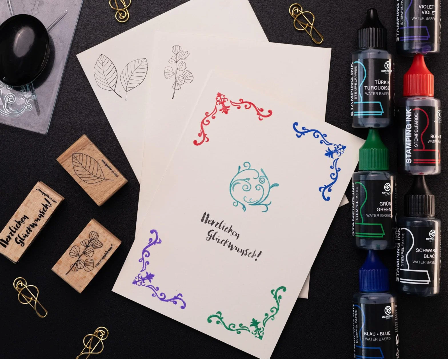 Octopus Fluids tinta para sellos, tinta rellenable para impregnar sellos y máquinas automáticas, tinta para sellos de 250ml, azul sin aceite