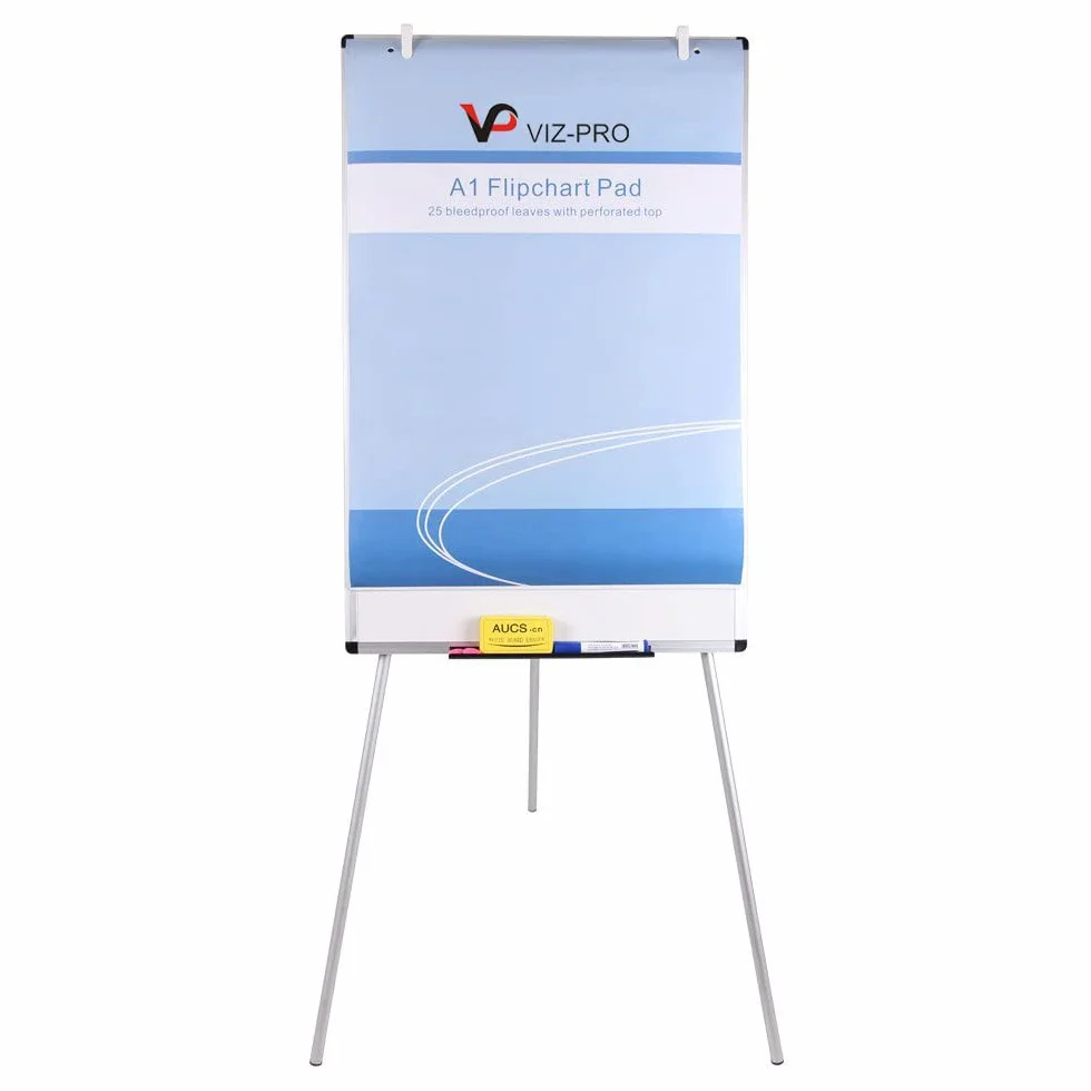 VIZ-PRO Paquete de 5 blocs de papel para Pizarra Rotafolios, A1, blanco, 841 x 594 mm, 25 hojas