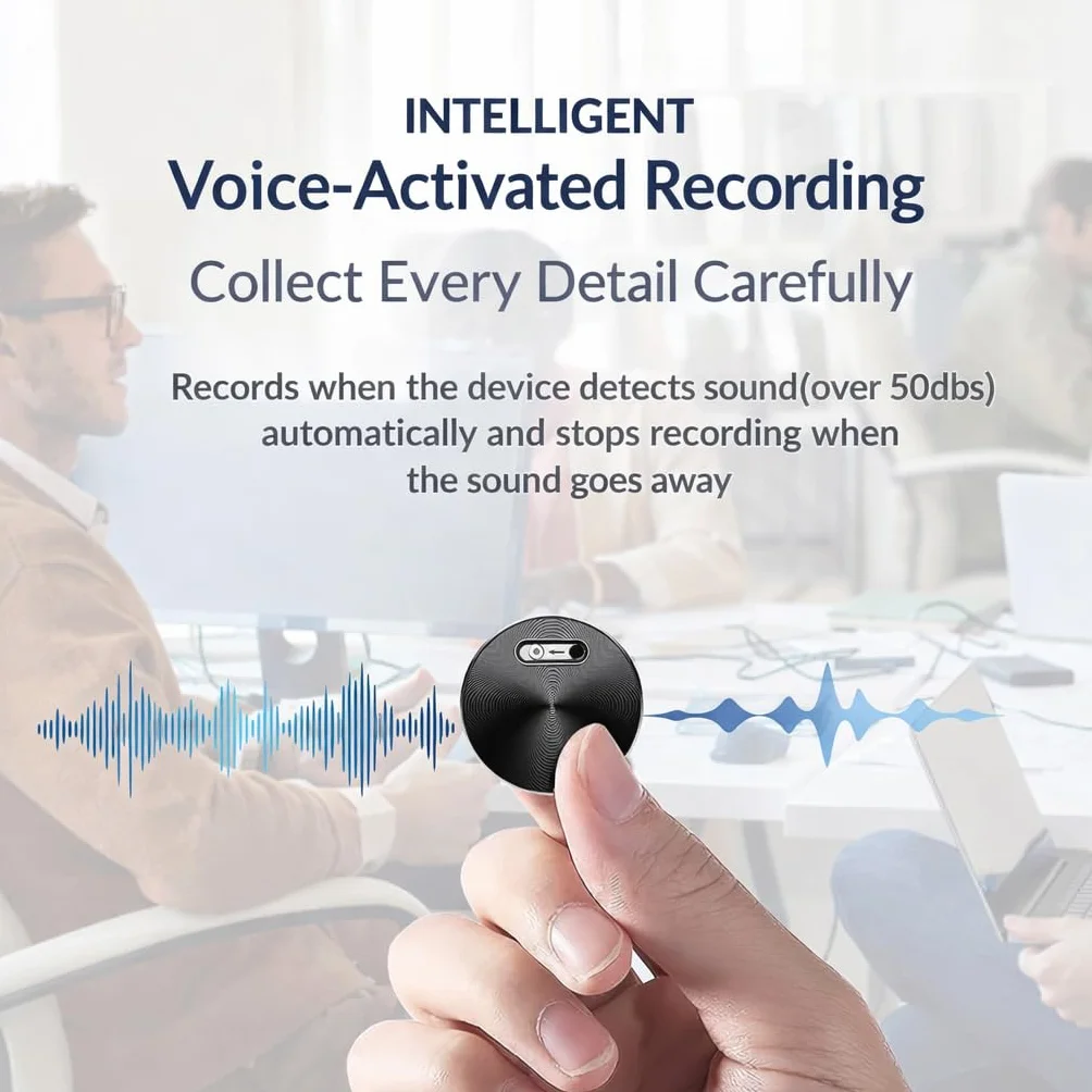 CleverTalk Q37 64GB Mini Grabadora de Voz con IA, Transcripción Automática y Traducción 100+ Idiomas, Activación por Voz, Reducción de Ruido HD, Configuración por App