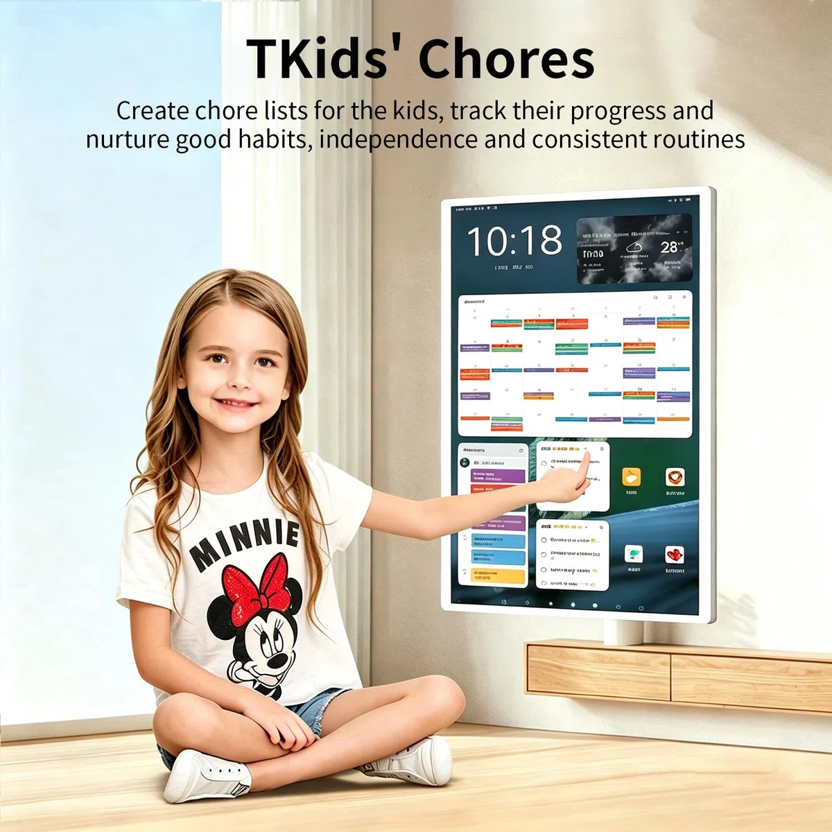 MIAOXIAOLONG 15.6"/21.5"/24"/32" Calendario Digital Y Tablero De Tareas, Pantalla Táctil HD 1080p, Planificador Familiar Inteligente,Montable En Pared O Escritorio para Organización Fluida 32''