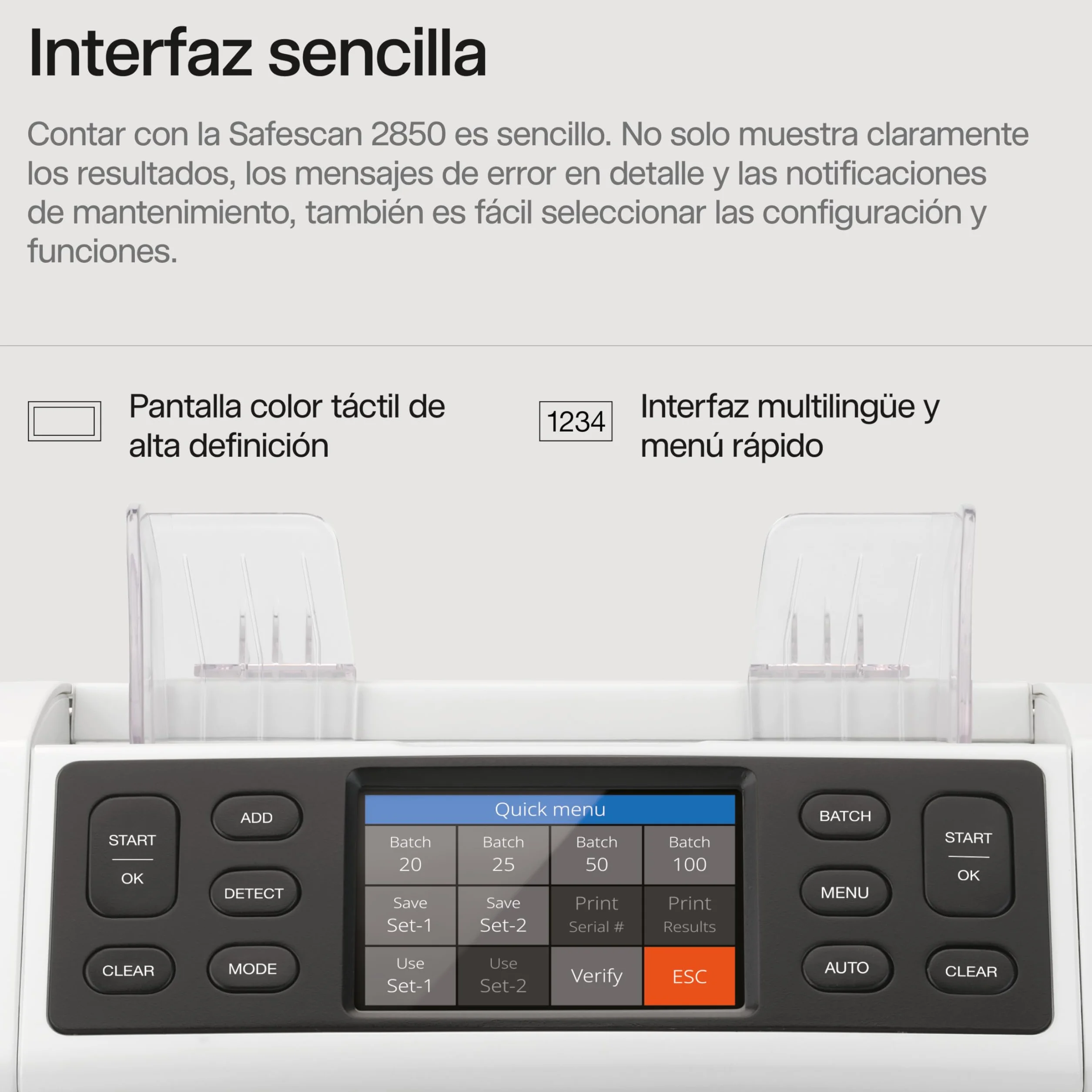 Safescan 2850 Contadora de billetes clasificados detectora de billetes falsos 3 puntos máquina contar billetes interfaz multilingüe