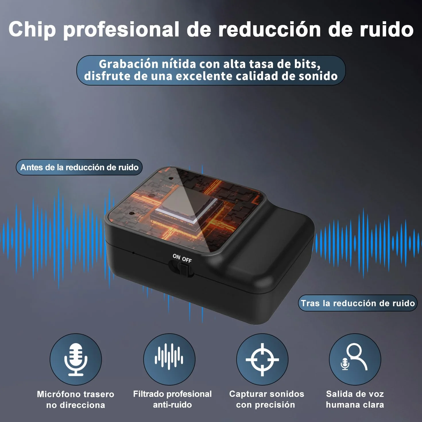 Mini Grabadora de Voz Portátil Magnética con Auriculares Reducción de Ruido