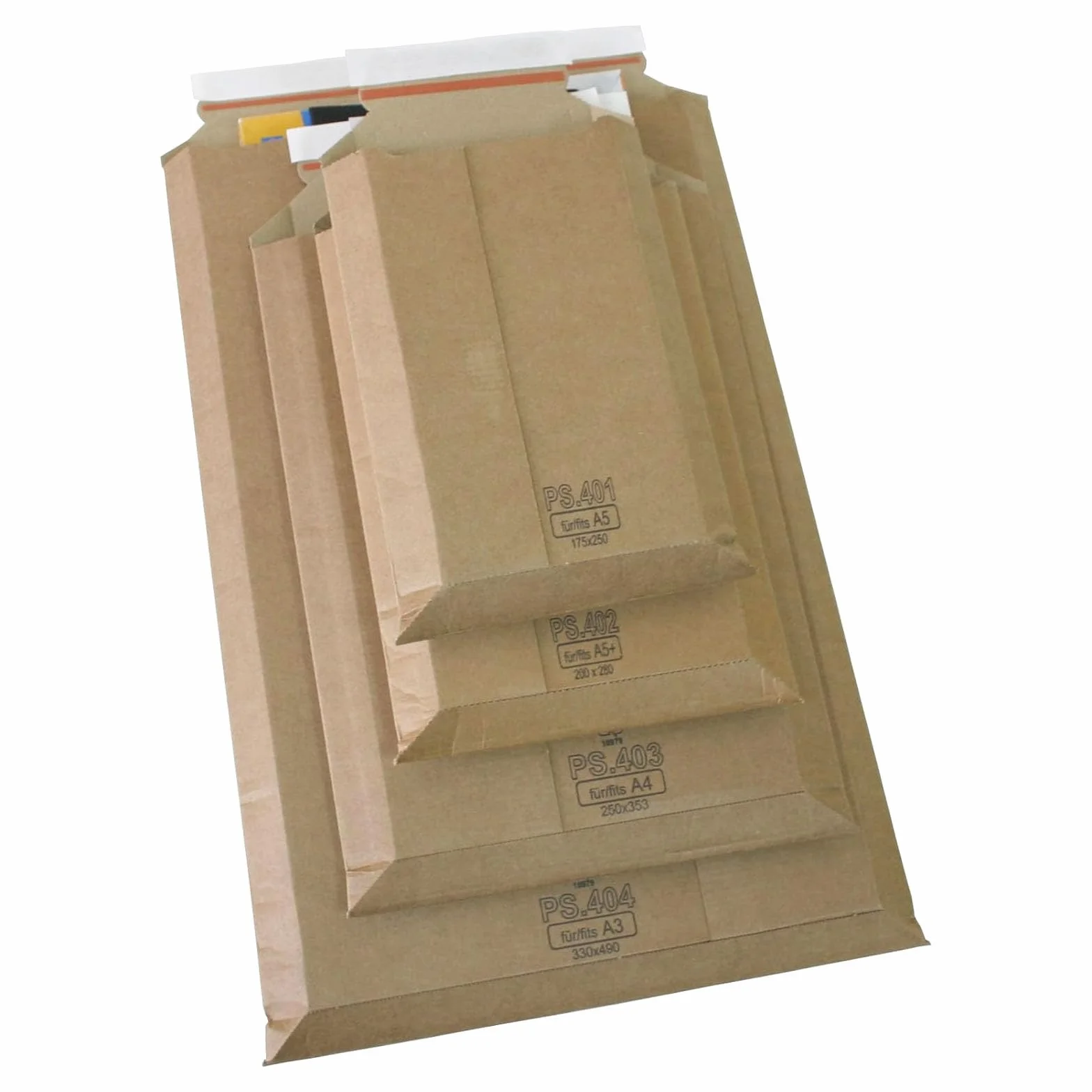 Sobres de cartón rígido A4 para microondas, 250 x 353 mm, ampliables 5 cm, 450 g/m2, marrón, cierre autoadhesivo