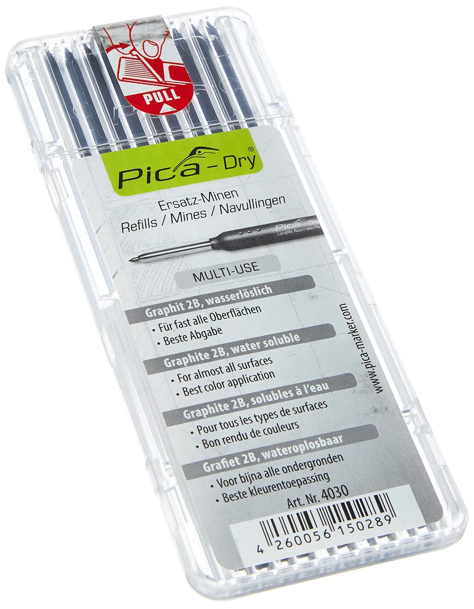 Pica 4030 Recarga de minería seca para lápiz, diámetro 2.8mm, longitud 125mm, Paquete de 3