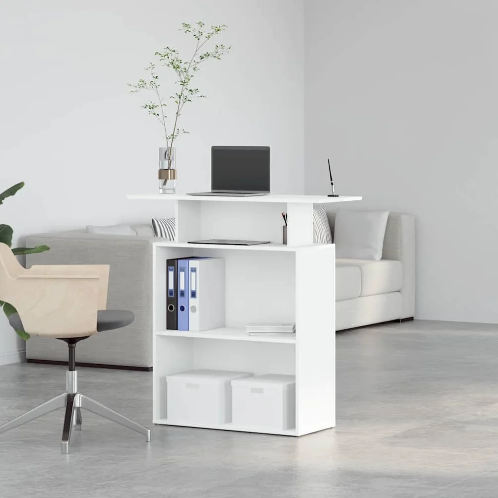 Genérico Mostrador de recepción Blanco 100x40x104 cm Madera de ingeniería,Mobiliario,Mobiliario de Oficina,Escritorios,859051