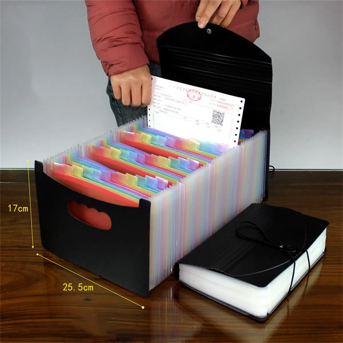 Carpetas de Archivos Bolsa de órganos para Documentos A5 Bolsa de clasificación de facturas Multicapa para la Escuela, la Oficina y el hogar (Negro 2,48 Capas)