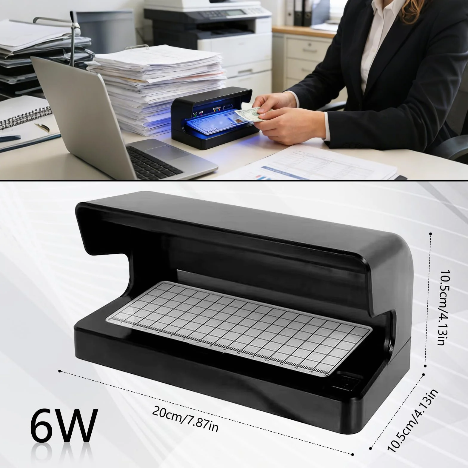 Detector de Billetes Falsos Luz UV 6W Portátil para Todo Tipo de Divisas