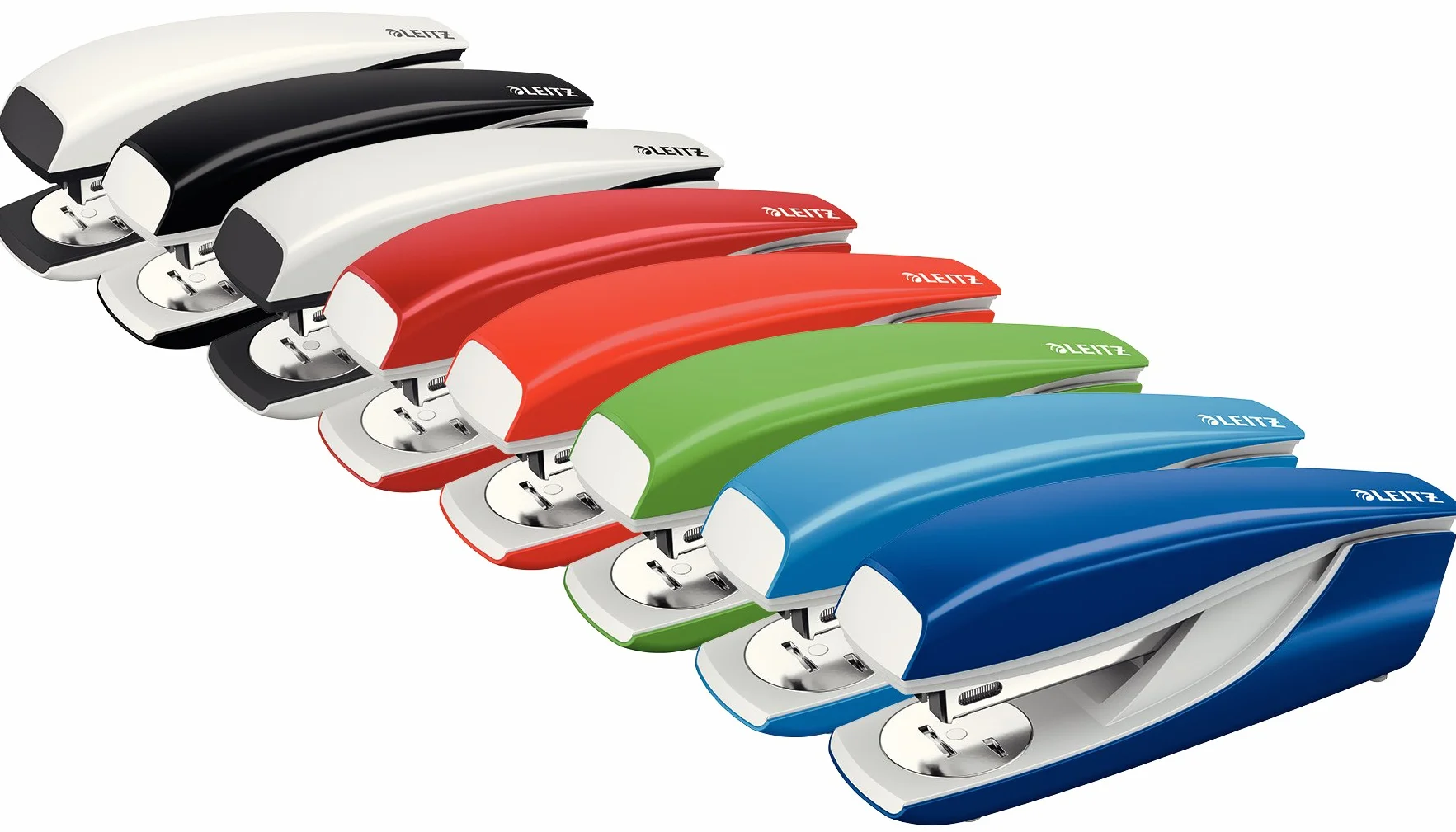 Leitz 55026035 - Grapadora (metal, capacidad: 30 hojas), color azul y blanco