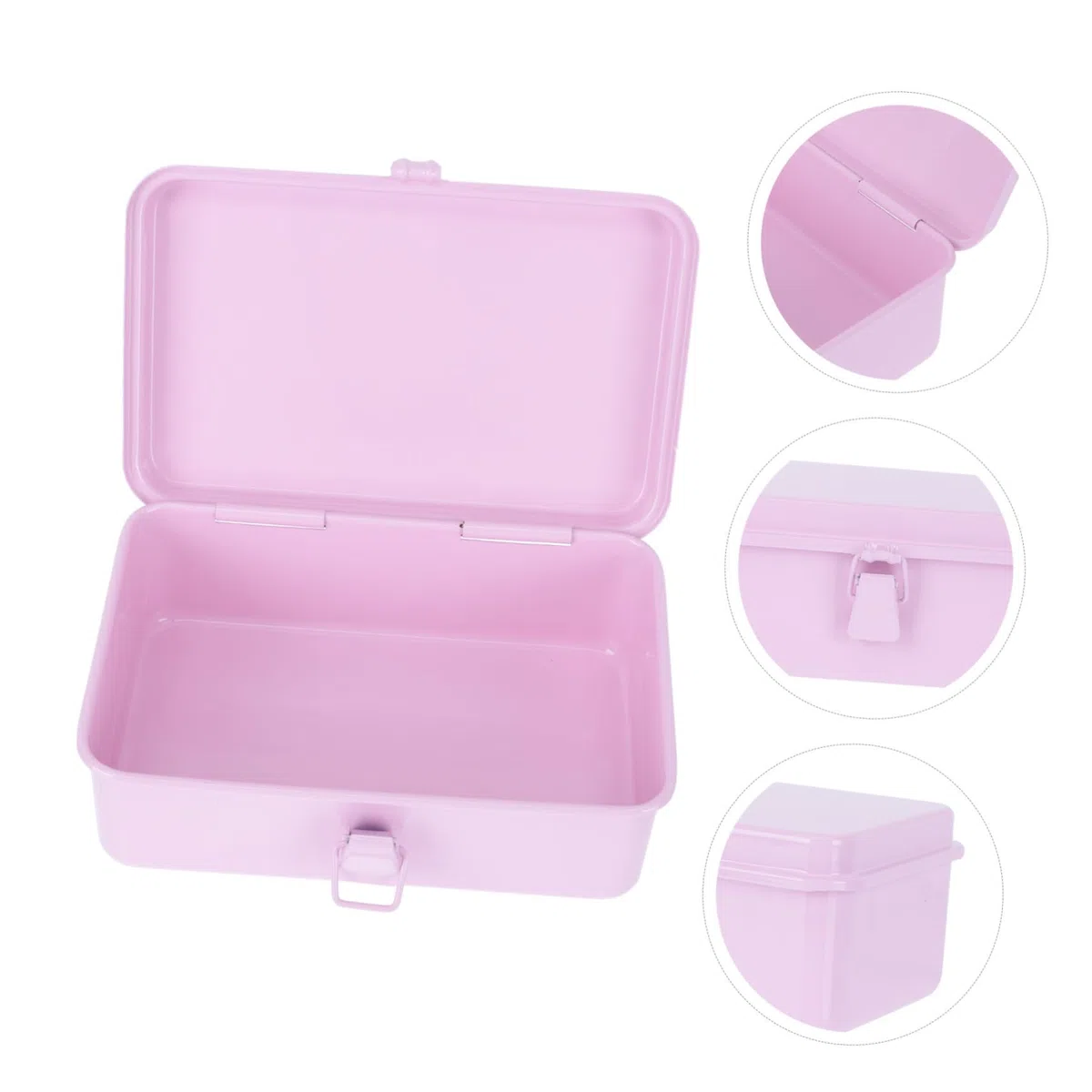 POPETPOP Caja de Almacenamiento de Escritorio Resistente de Hierro Rosa, Organizador Simple Prueba de Golpes para Papelería y Oficina