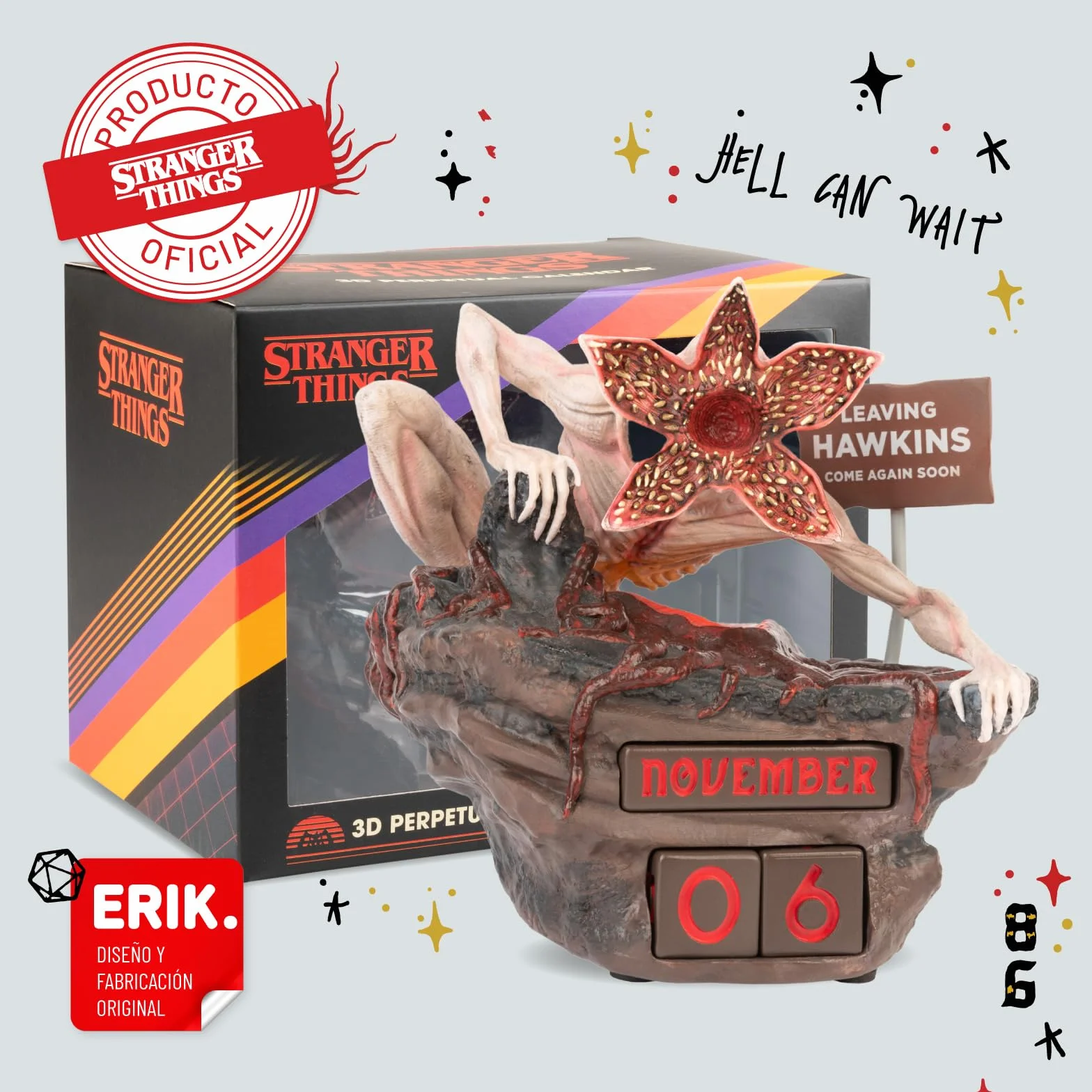 Calendario Stranger Things Officcial Merch | Calendario Adviento Stranger Things | Figura Demogorgon | ST Merchandising Oficial