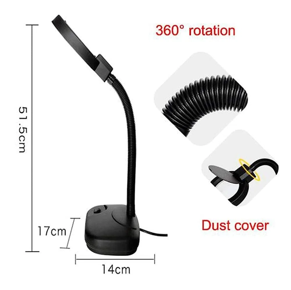 Lupas, 5X 80 Mm, Lupa Manos Libres con Soporte para Lámpara Escritorio de Mesa Ajustable en Altura con Lupa Iluminada para Lectura, Manualidades, Pasatiempos, Workbeh Vision