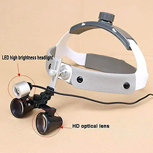 Lupas De Aumento 3.5X Y Lupas Binoculares con Diadema De Cuero Y Linterna Frontal Led para Embarcaciones. Distancia De Trabajo: R 420 Mm Fauay