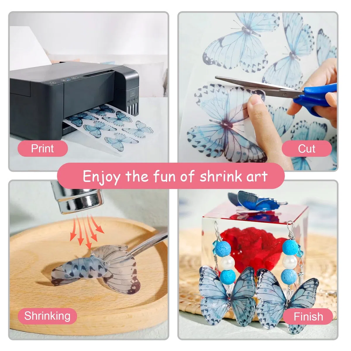 Auihiay 8 hojas retráctiles de plástico semitransparentes imprimibles para impresora de inyección de tinta, regalos para el día de la madre y actividades de manualidades, 29,5 x 21 cm