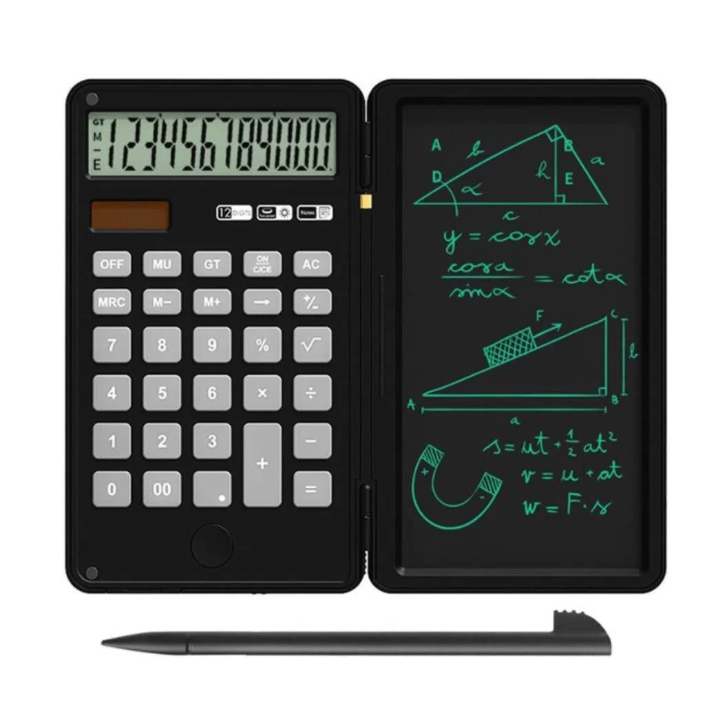 Calculadora y Almohadilla de Escritura 12 dígitos Grandes LCD Mostrar calculadoras Escritorio con Tableta repetida for Oficina financiera básica