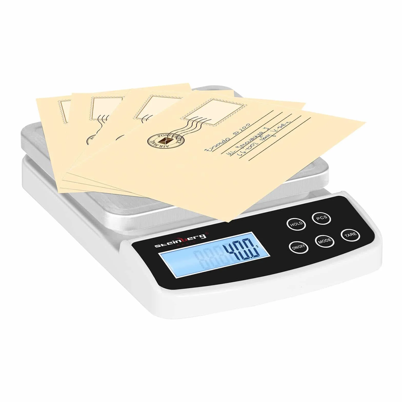 Steinberg Systems Báscula Para Paquetería Digital Balanza Pesacartas SBS-LW-5000/100 (0,6 g - 5 kg, Precisión de 0,1 g, Superficie de pesaje de 15 x 15 cm)