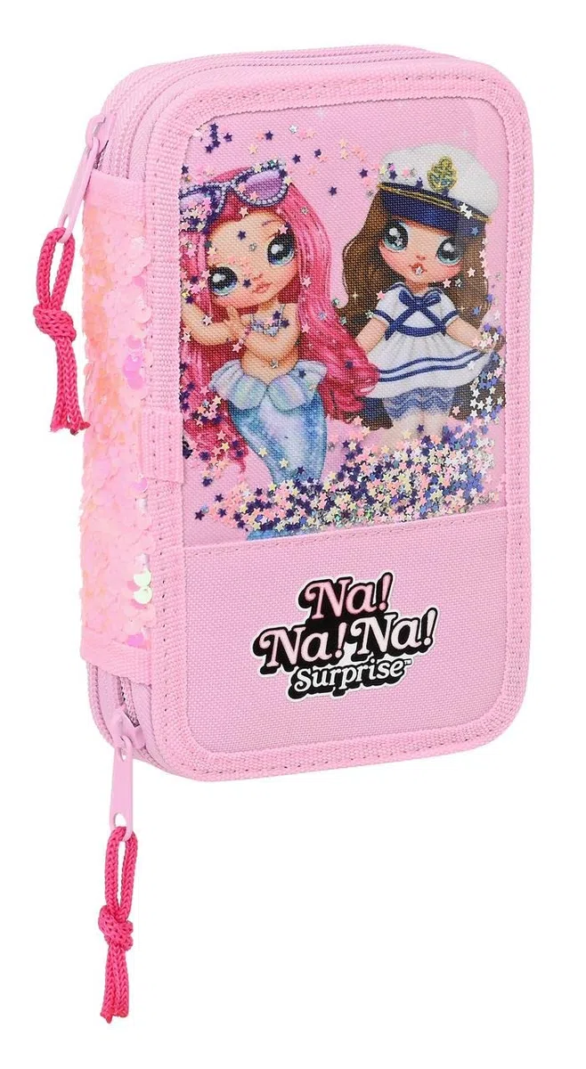Safta-Plumier Doble Pqño 28 Pcs Nanana Sparkles 12,5X19,5X4Cm, Multicolor (412264854)