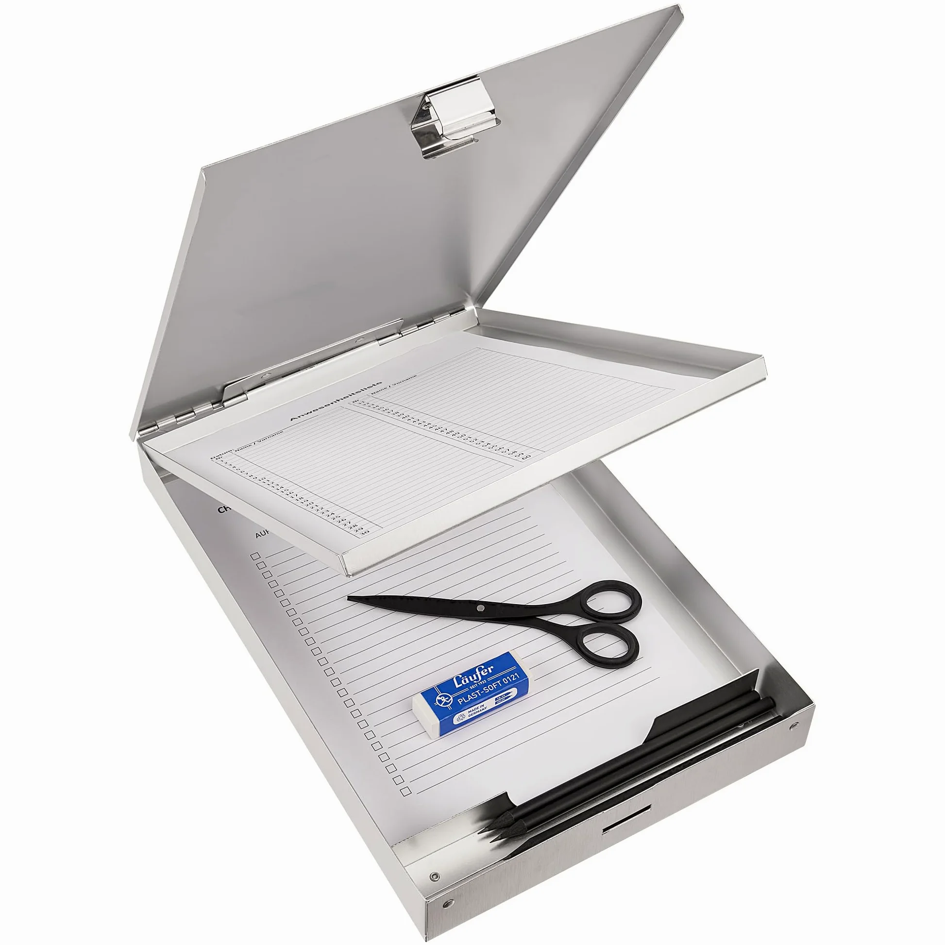 Saunders 21017 CruiserMate - Portapapeles con forma de caja (23 x 34,5 cm, 2 compartimentos), color plateado