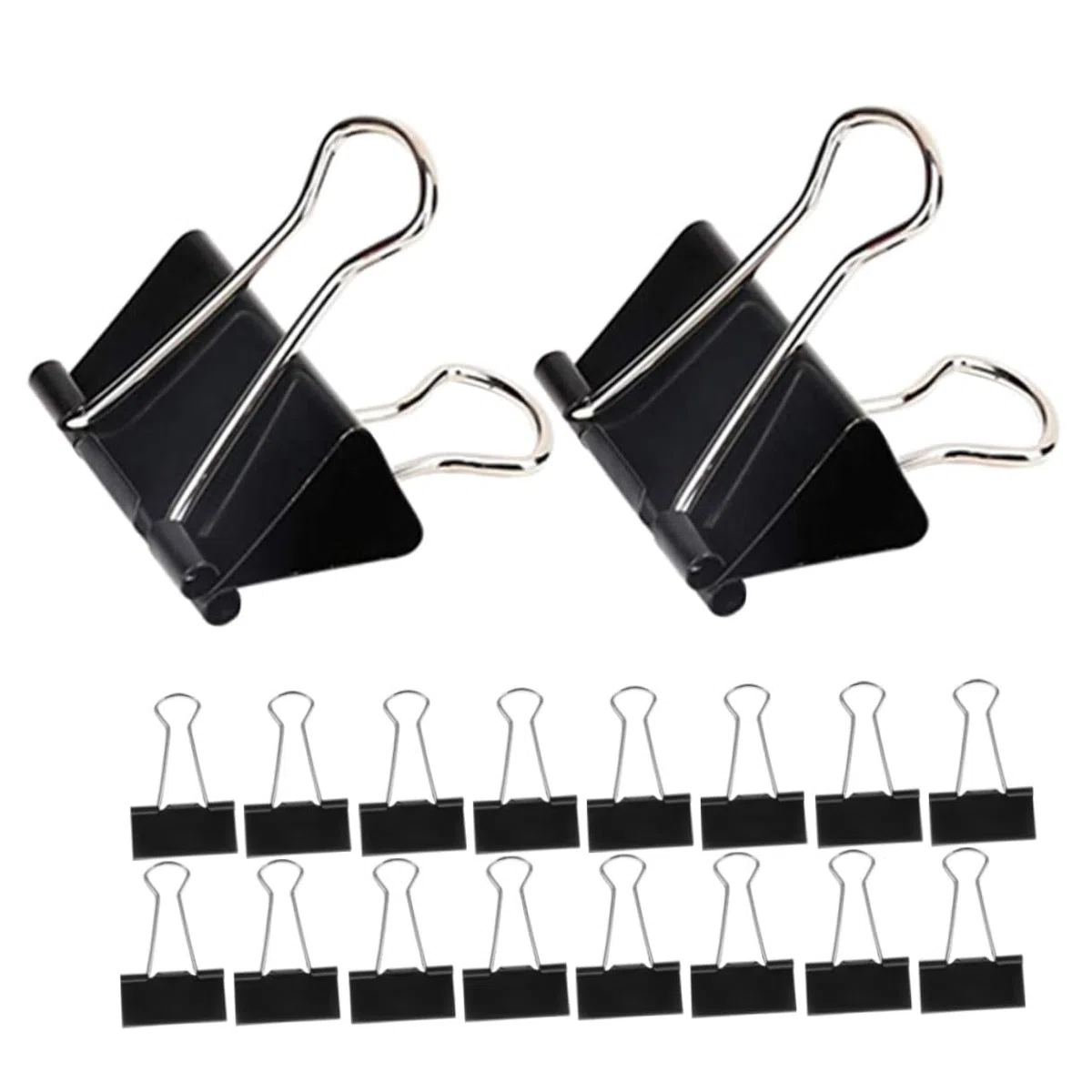 SEWACC 60 piezas Clips de Metal Negro para Oficina Sujeción Resistente Papeles Facturas Organizador Reutilizable