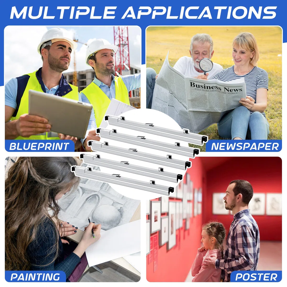 ReliThick 10 abrazaderas de 25.8 pulgadas para colgar archivos, carpetas organizadoras de almacenamiento para carteles de papel de construcción, planes, dibujos, artes
