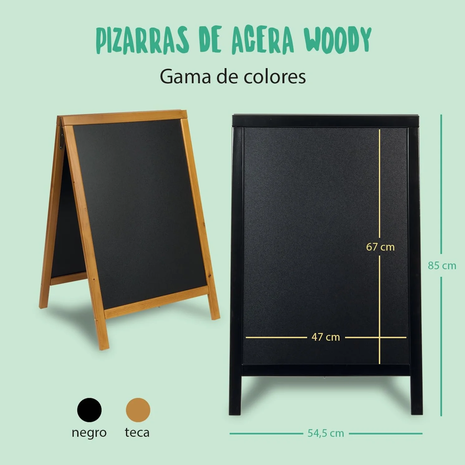 SECURIT Pizarra Caballete Madera Pino Woody 55x85 cm Negro