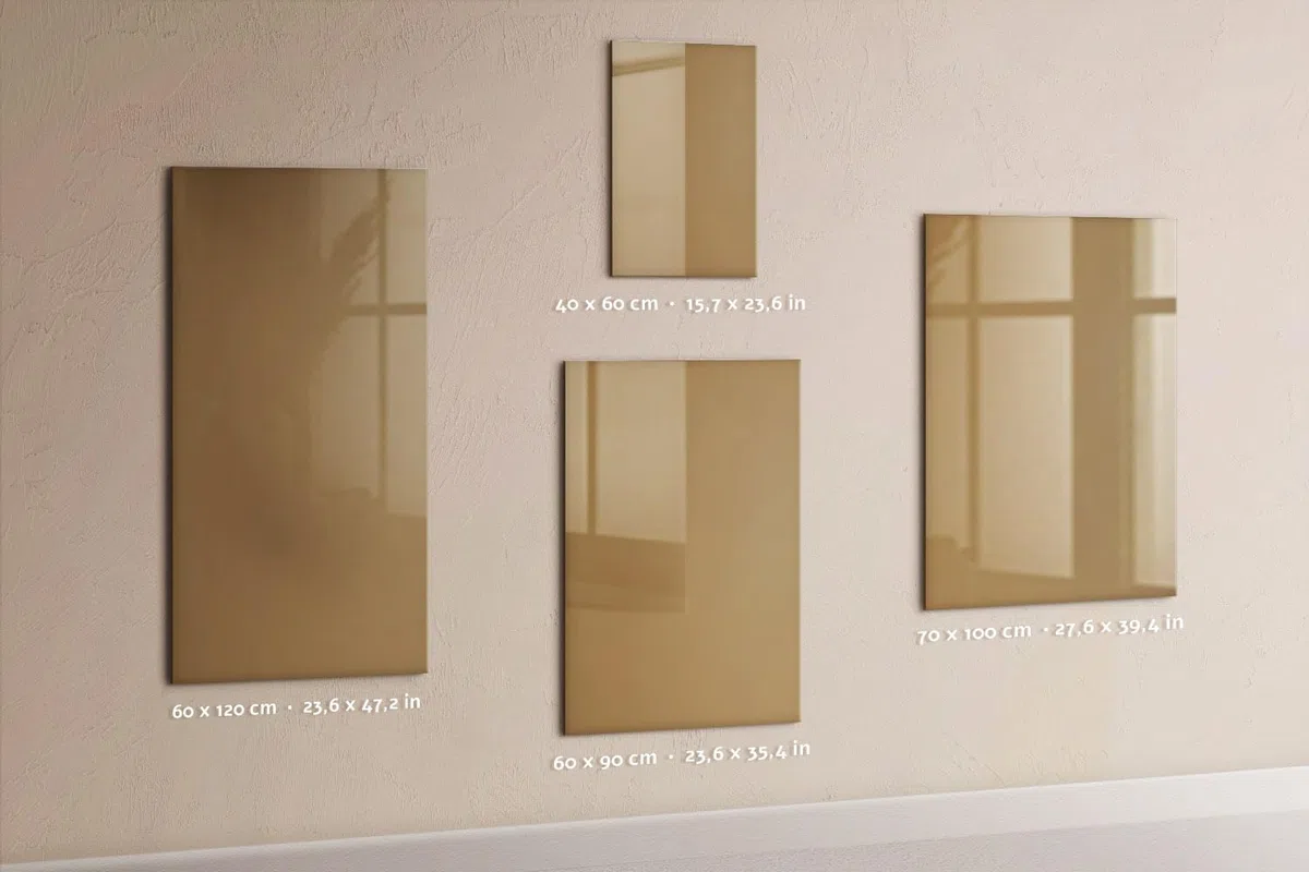 Pizarra Magnética de Vidrio Templado 40x60 color beige oscuro | Tablero Imantado | Cristal Templado | Mural de Pared | Placa de Acero | Cartelera Informativa | Organizador de Tareas
