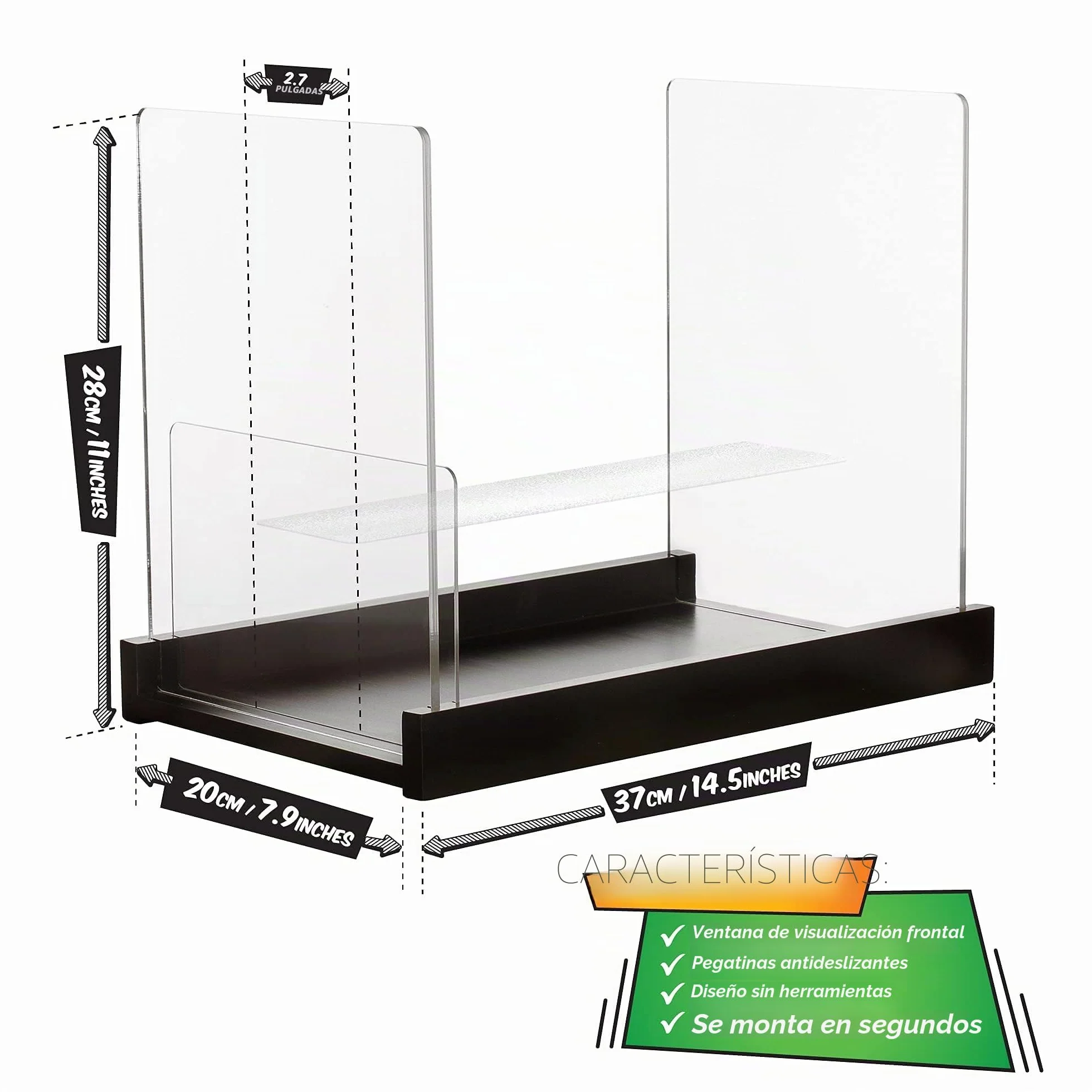 Soporte de almacenamiento para cómics, vitrina para coleccionistas, caja de cómics de madera y acrílico pendiente de patente, contenedor y organizador, almacena hasta 150 problemas, 14.5 x 8 pulgadas