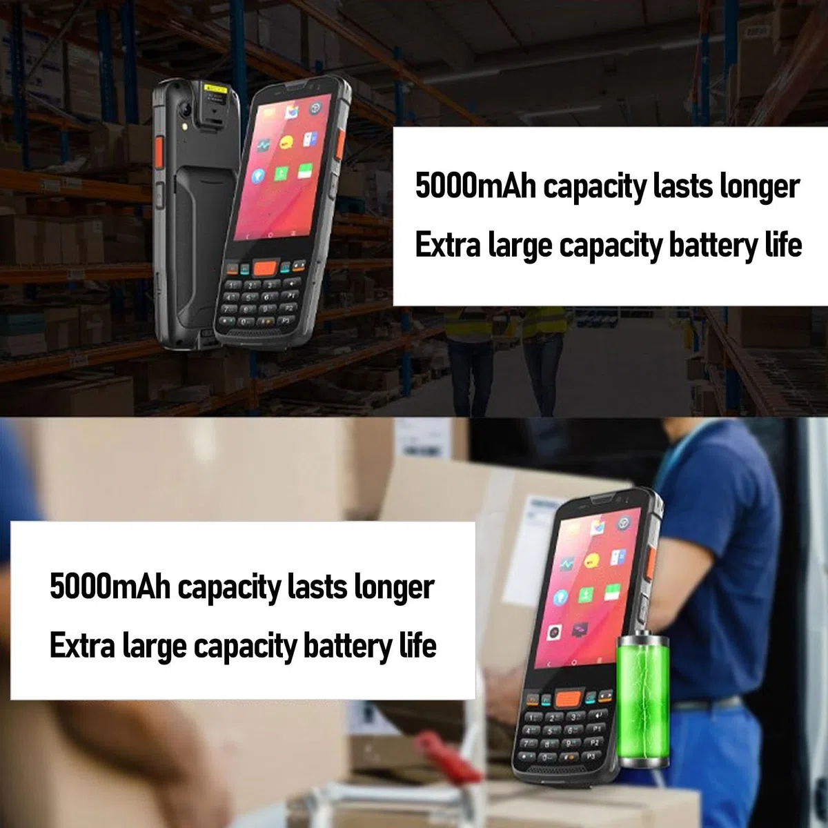 Garosa Escáner de Código de Barras 4GB+64GB Terminal Portátil Recolector de Datos Escáner de Inventario Lector de Código de Barras con Pantalla LCD de 4 Pulgadas Escaneo de Código QR