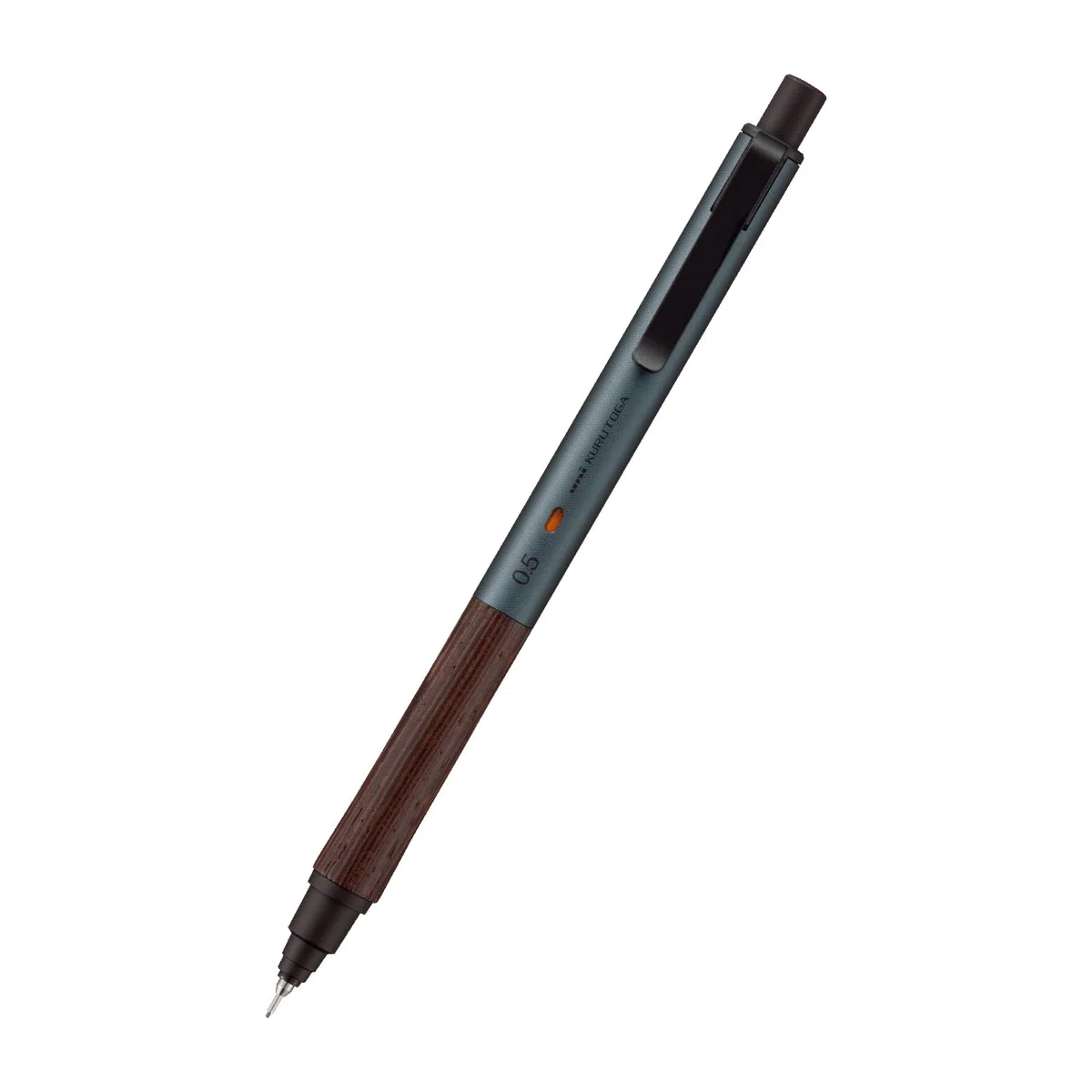 Uni Kuru Toga Wood - Portaminas de 0,5 mm, rotación automática de minas, agarre de madera y cuerpo de metal, gris acero (M5KW1P.23)