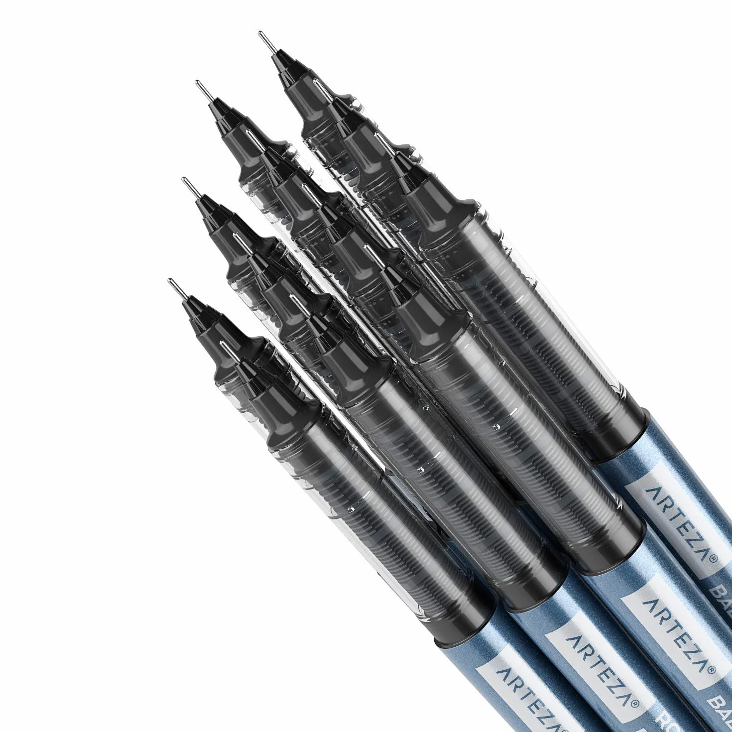 ARTEZA Bolígrafos de punta fina, paquete a granel de 20 bolis negros de tinta líquida con punta de aguja extra fina de 0,5 mm para escribir, tomar notas y dibujar con precisión
