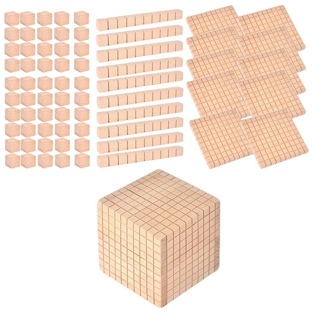 50 Piezas Bloques Base Diez Manipulativos Juego Material Madera para Niños Adecuado para Aula Escolar Enseñanza de Matemáticas Regal, Paquete C