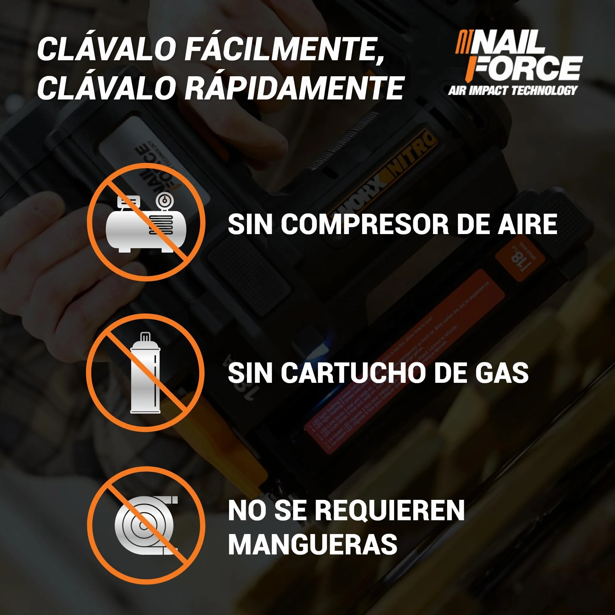 WORX WX844 Nitro – Grapadora eléctrica inalámbrica 20 V – 2 Ah – Dispara hasta 80 grapas por minuto – Desbloqueo sin herramientas – (incluye batería y cargador| 200 grapas 18 GA| gancho de cinturón)