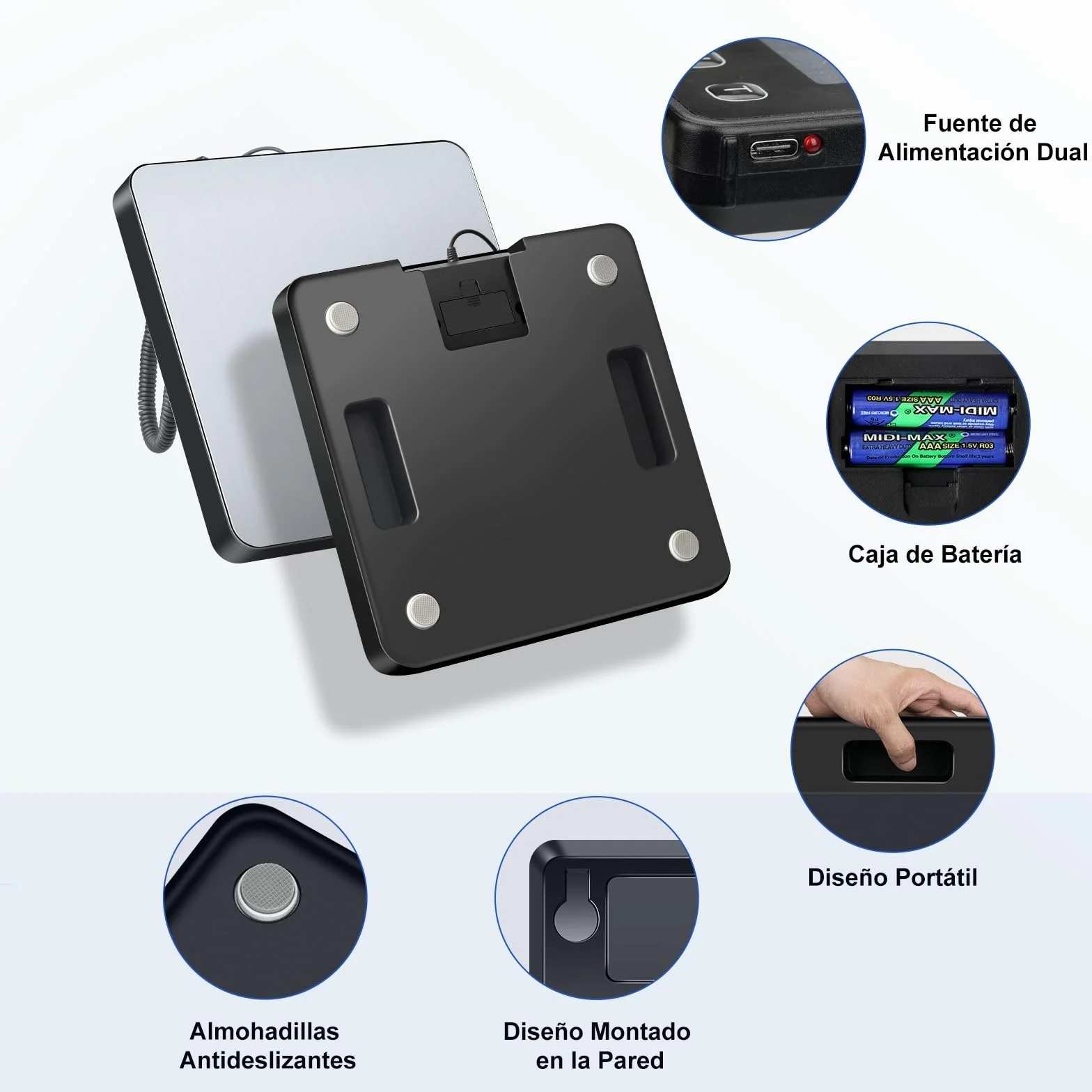 Báscula para Paquetes 440lb, Bascula Digital Alta Precisión 10g con Retención/Tara/LCD, Balanza Postal USB